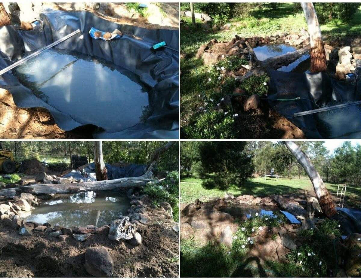 0.2Mm Thickness Pond Liner Pond HDPE Skins Small Fish Pond Liners Rubber Pond Tarp Easy Cutting Underlayment for Fountains, Waterfall & Water Gardens (3X2M) image number 2