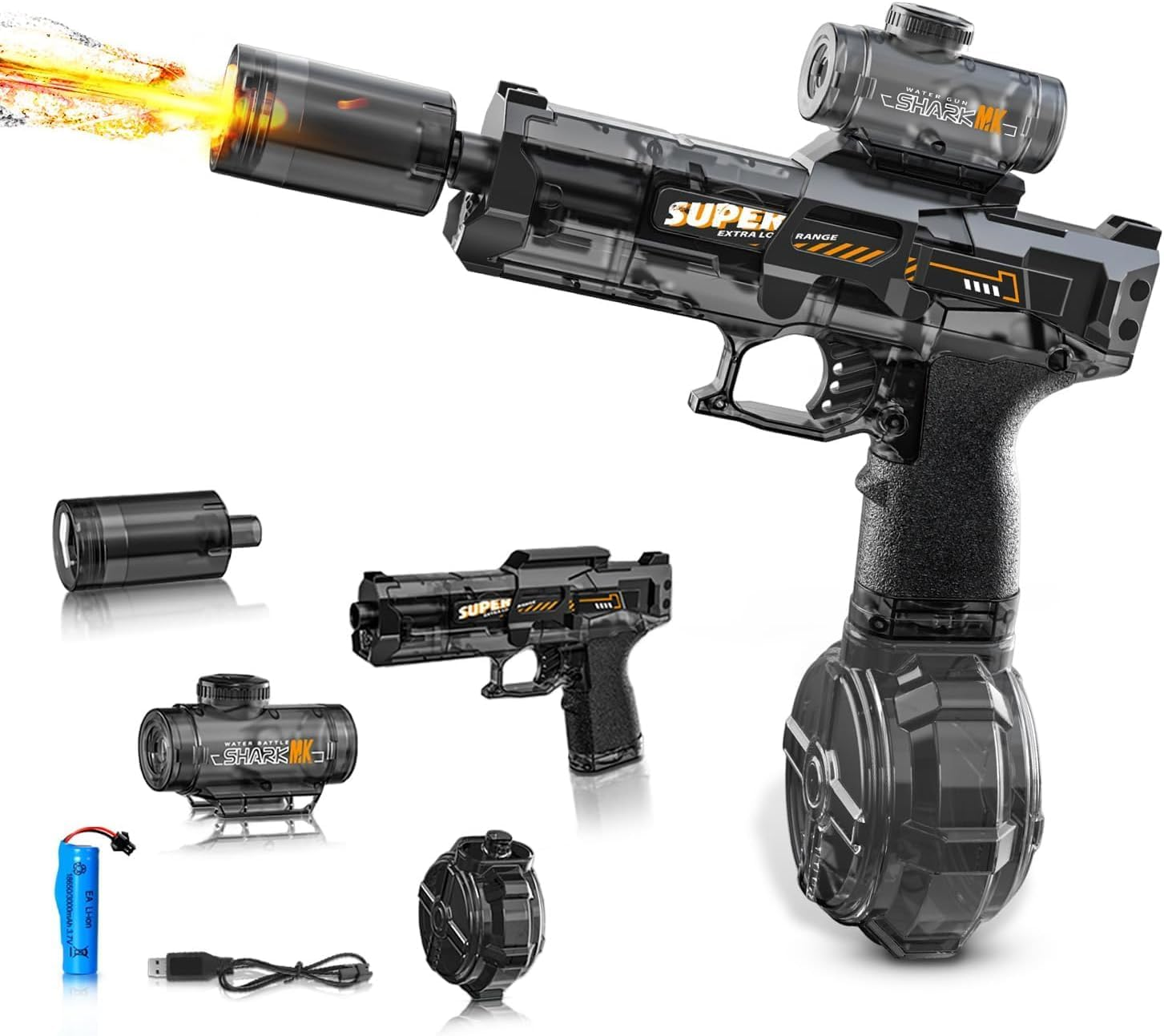 Electric Water Gun for Adults & Kids, High-Capacity Water Toy Pistol with 28-32 FT Range, Perfect Water Blaster Soaker for Outdoor Games, Yard, Beach, Pool (Black)