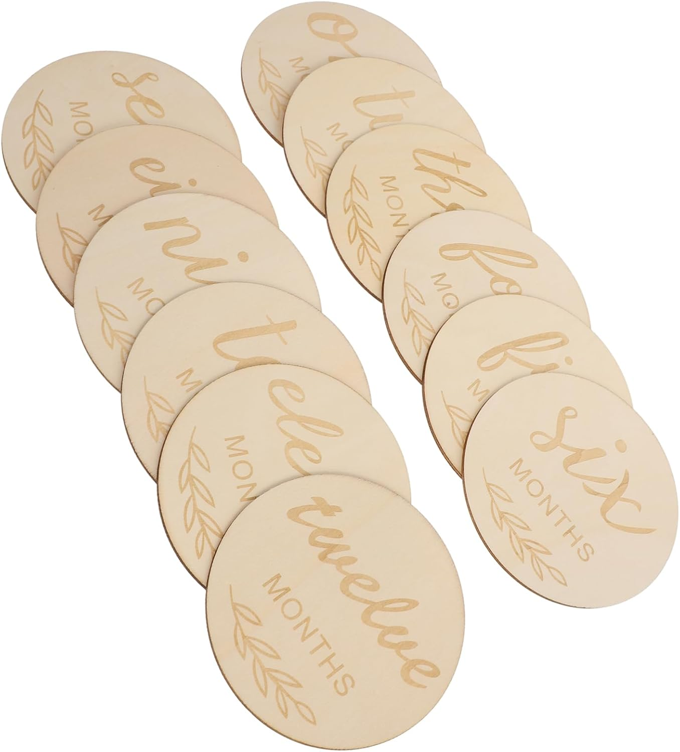 OSALADI 12Pcs Wooden Milestone Cards Unisex Decorative Milestone Discs for Adorable Monthly Photos Safe Wood Material for Newborns Shower Props