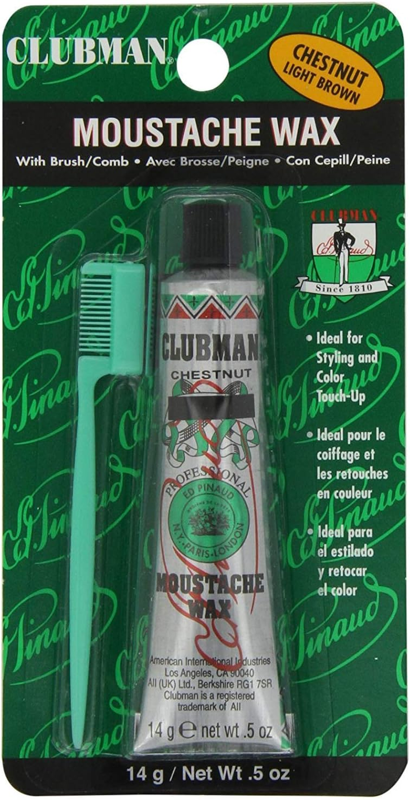 Clubman Moustache Wax Hang Pack - Chestnut, 0.5 Oz