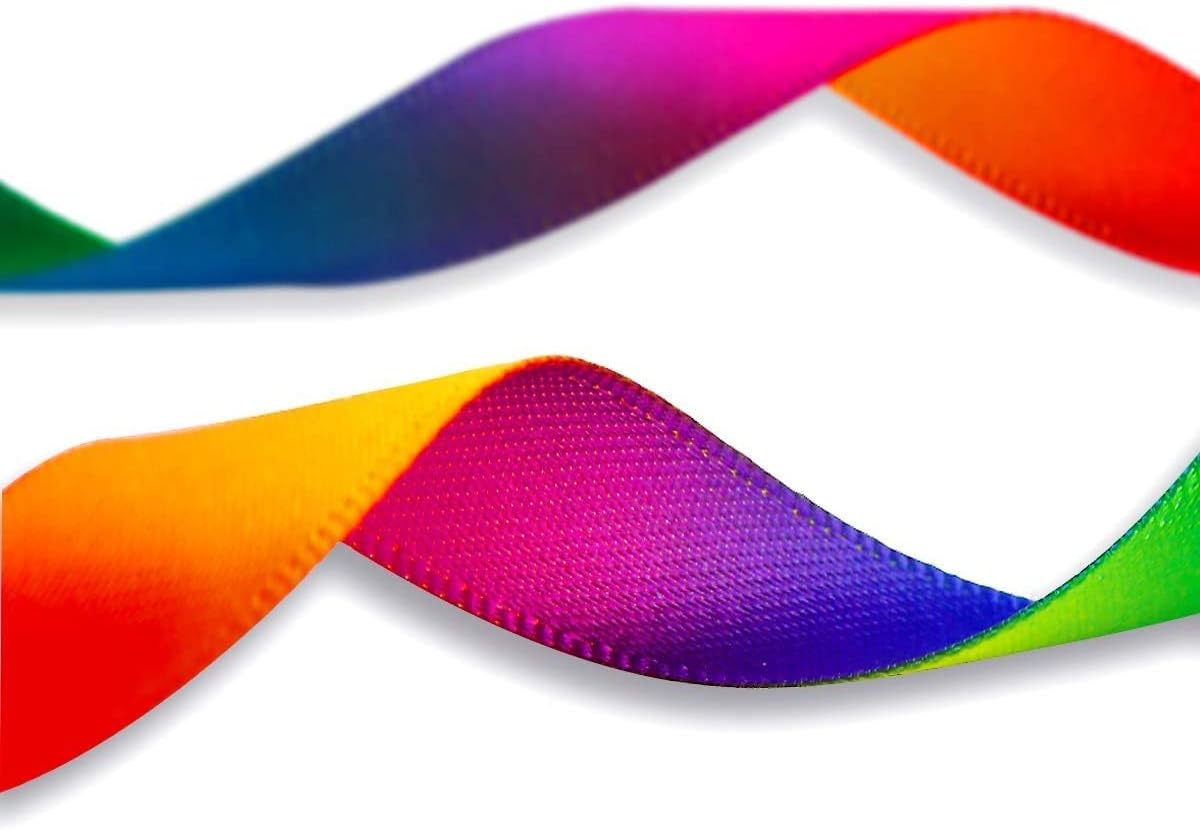 Teemico 50 Yards 1.5Cm Wide Satin Ribbon Gradient Rainbow Double Side Rainbow Colorful Printed for DIY Handmade image number 5