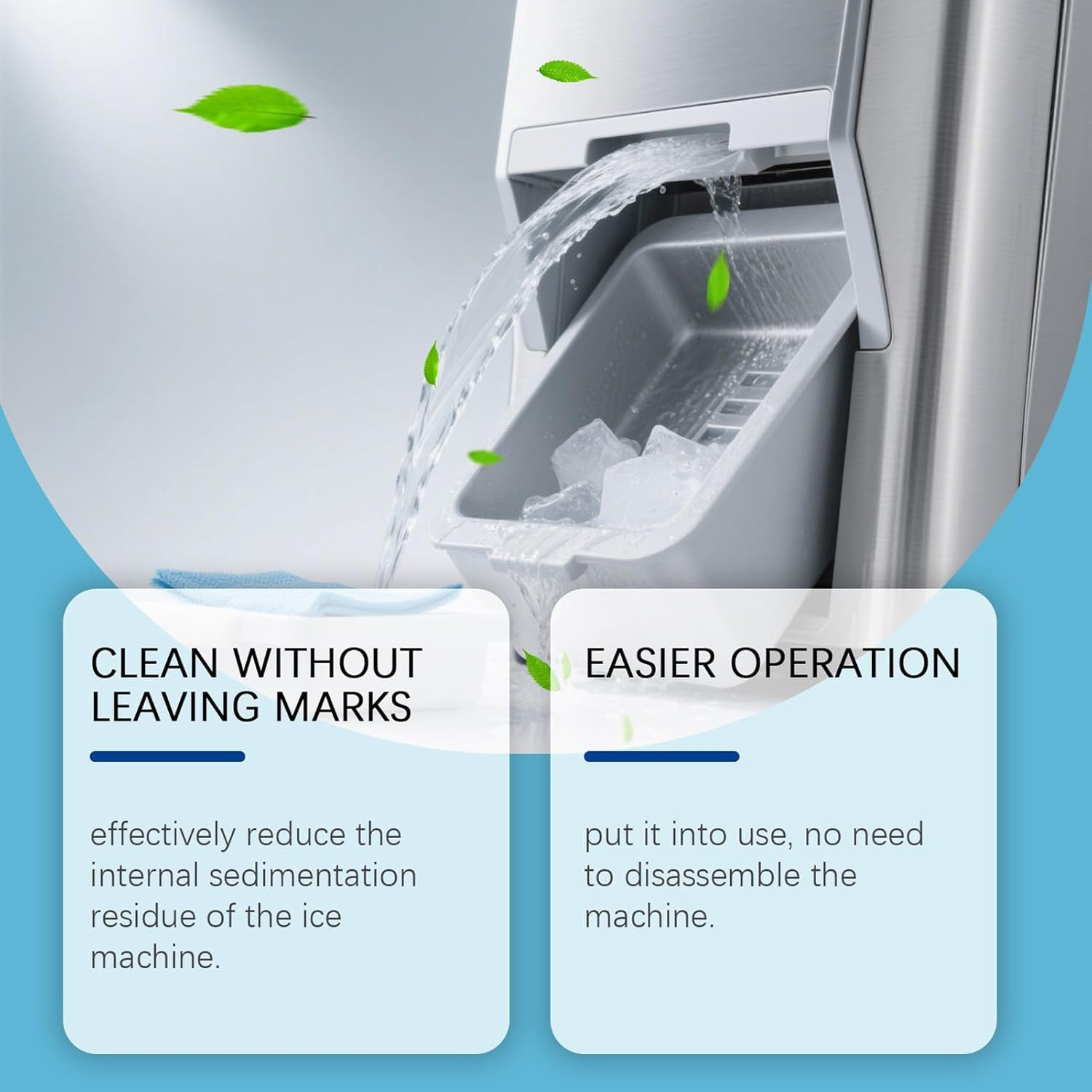 Countertop Ice Machine Cleaner, 12 Piece Ice Maker Cleaner Countertop, Tablets Cleaning for Washing Remove Odor Icemaker Home Cooler Appliance