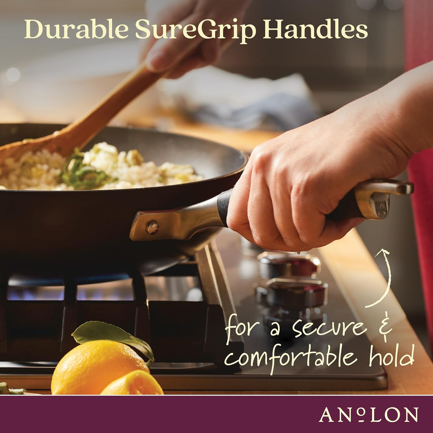Anolon Advanced Home 30Cm Covered Ultimate Pan &ndash; Nonstick Frypan with Lid, Hard Anodised Cookware, Oven Safe to 200&deg;C, Deep Onyx Finish, Suregrip Handle, Durable & Stylish image number 5