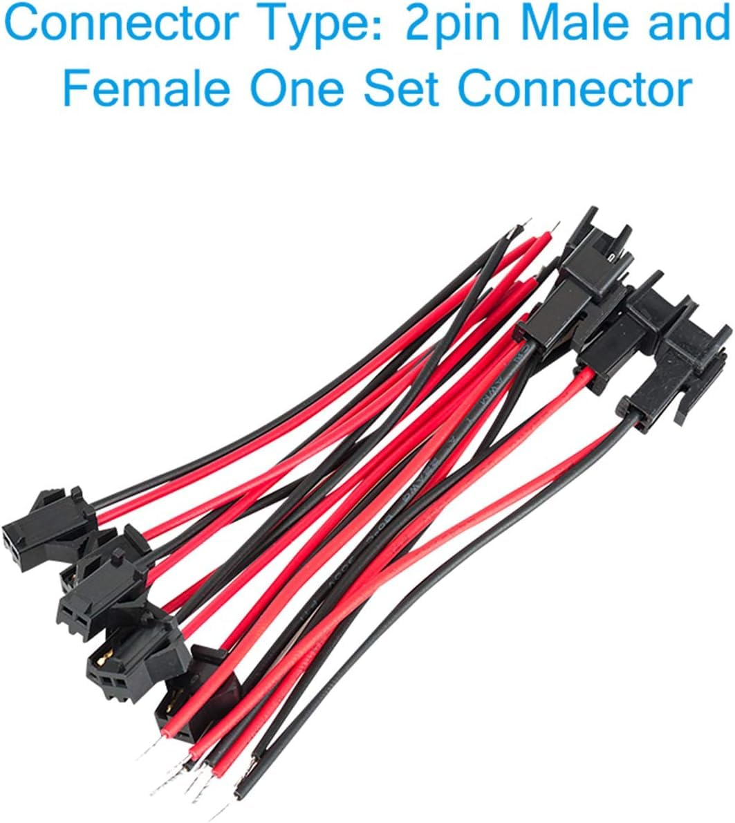 2 Pin JST SM Male Female Plug LED Connector Cable 15Cm 22Awg Wire for WS2812B WS2812 WS2811 SK6812 SK6812-RGBW LED Strip Light（10 Sets, 2 Pin image number 1