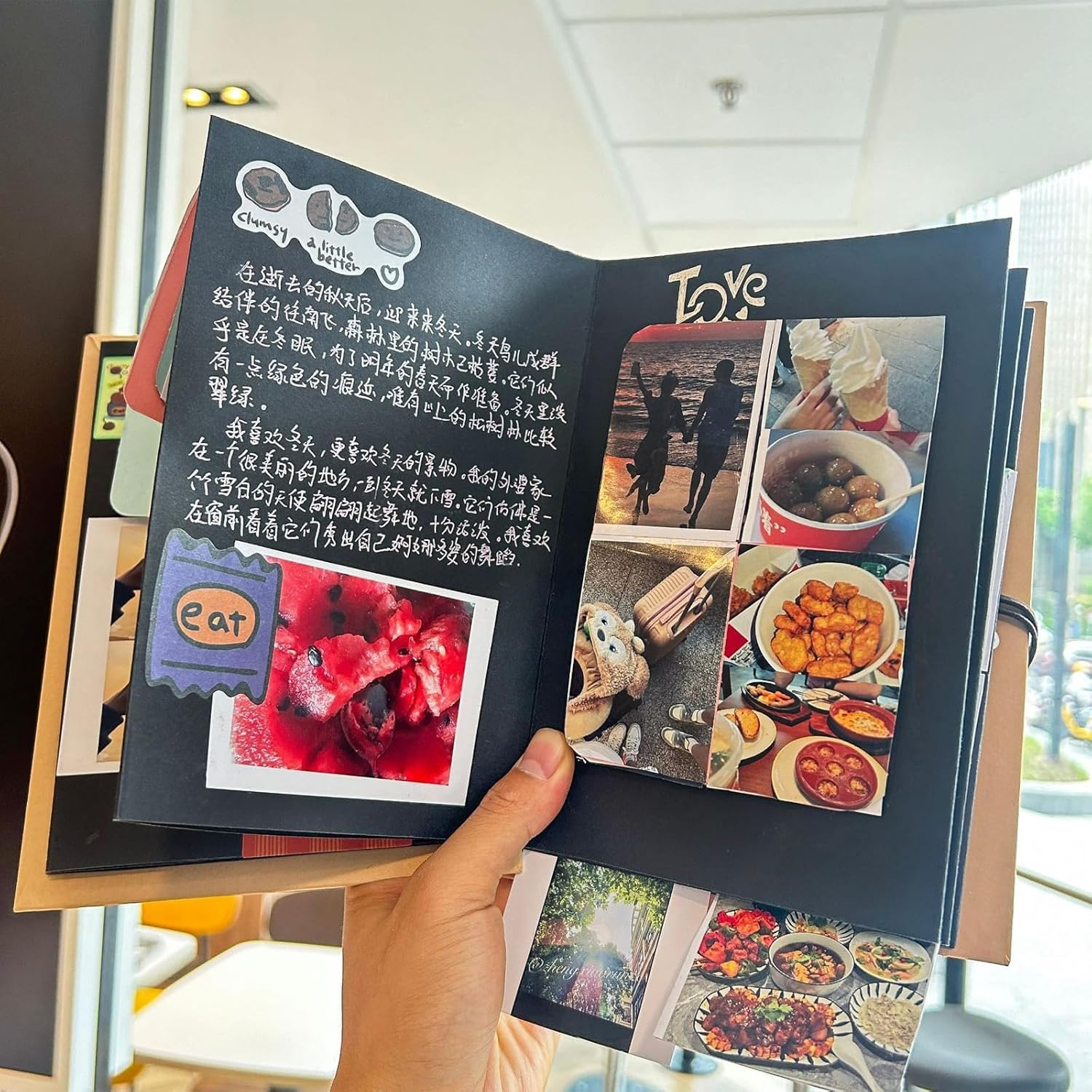 2 PCS Accordion Scrapbook, DIY Folding Memory Book,Small Photo Album with DIY Accessories Set,Stretchable Folding Kraft Paper Memory Book for Wedding Anniversary Valentines Day