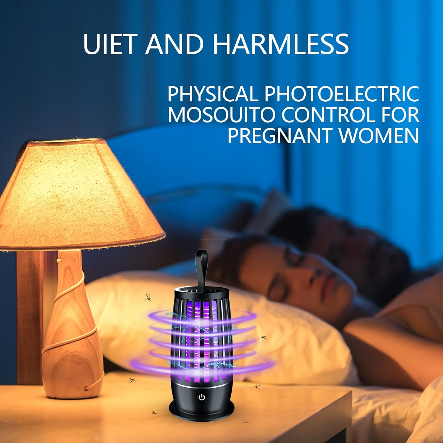 Electric Fly Catcher, Portable Bug Zapper,1200Mah Rechargeable Mosquito Killer, 2 in 1 Killer with UV Lamp and Lighting Lamp,360&deg; Attract Zap Flying Insect for Patio Bed Office Camping image number 4