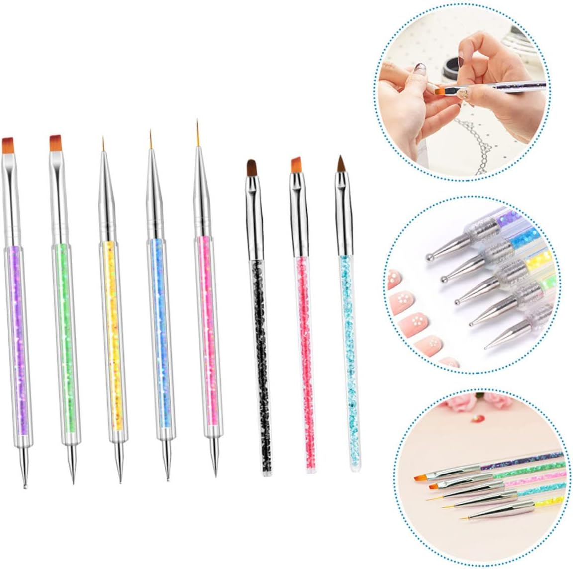 CANIGHT 1Set Dual- Nail Art Pens Wear-Resistant Nail Brushes for Creative Designs Double- Tools for Manicure image number 2