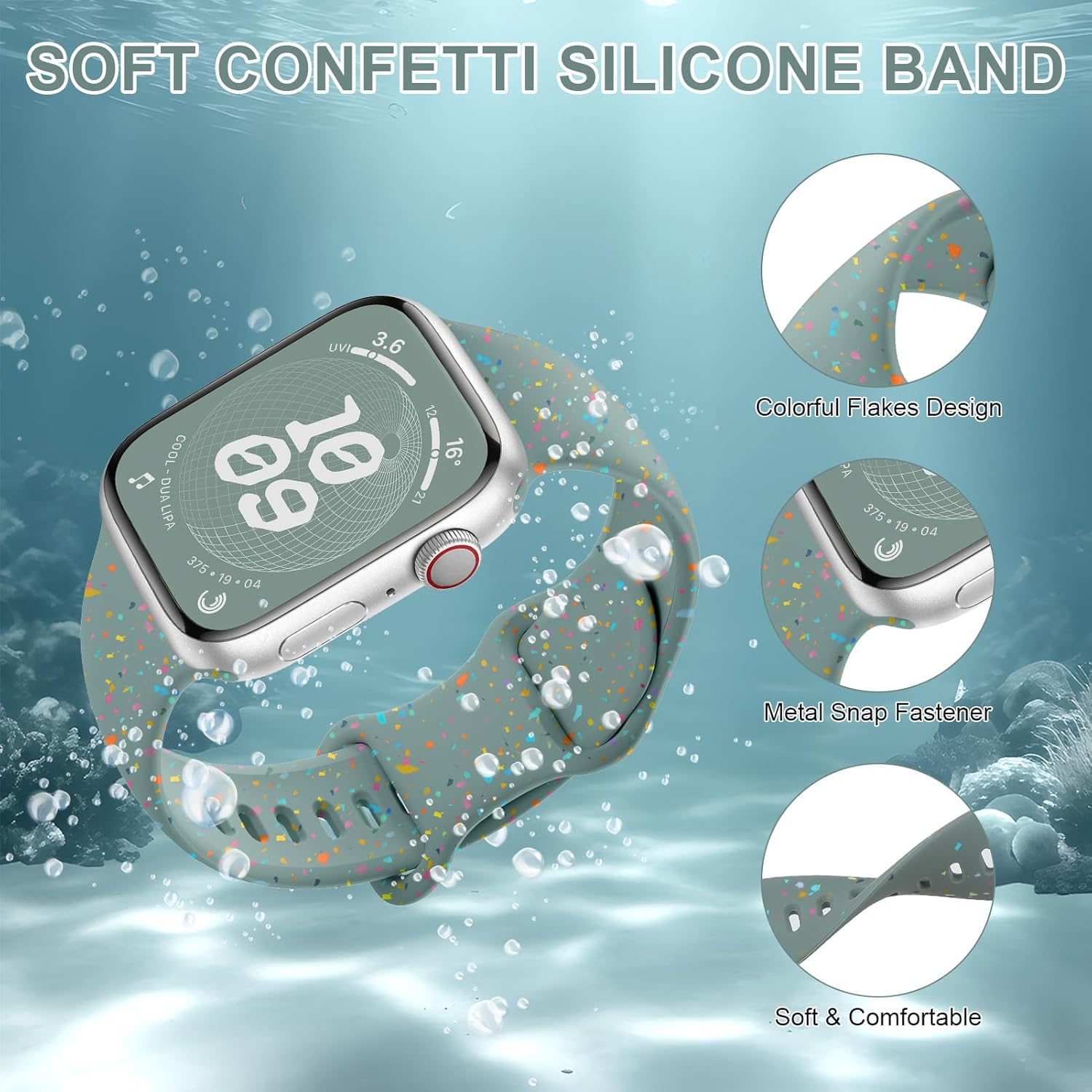 Sport Bands for Apple Watch Band 40Mm 41Mm 38Mm 44Mm 45Mm 46Mm 42Mm Iwatch Bands for Women Kids Men,Cute Recycled Plastic Silicone Strap for Apple Watch Series 10 9 8 7 6 5 4 3 SE 2Nd Ultra/2 49Mm image number 2