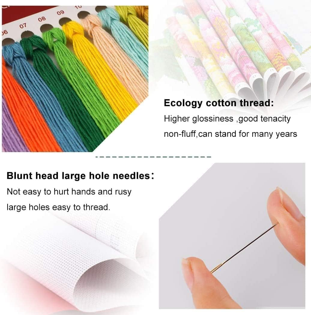 Cross Stitch Stamped Kits for Adults Beginners Embroidery Kits Seaside Town Counted Cross Stitch Kits Patterns for Beginners 11 CT Dimensions Embroidery Kits Arts Craft Kits Home Decor image number 3