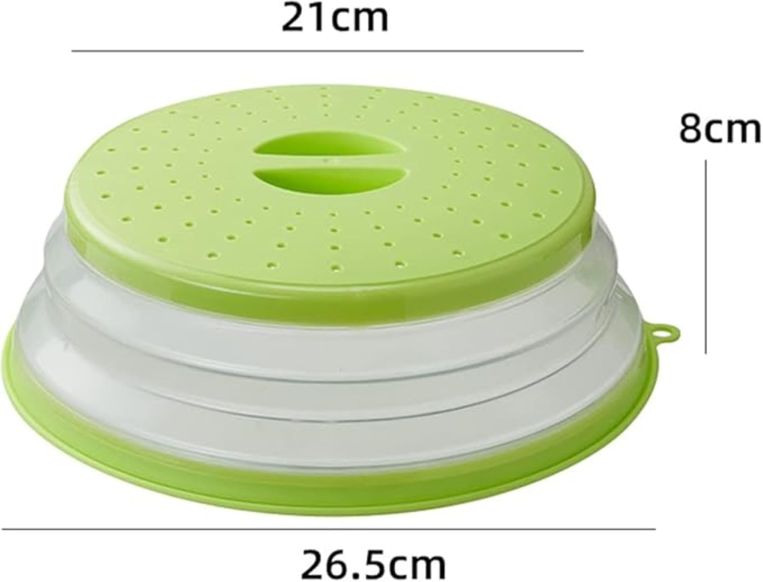 Pack of 2, Collapsible Microwave Food Cover BPA Free TPR, 10.5Inch, round with Grip Handle Green+Beige image number 5