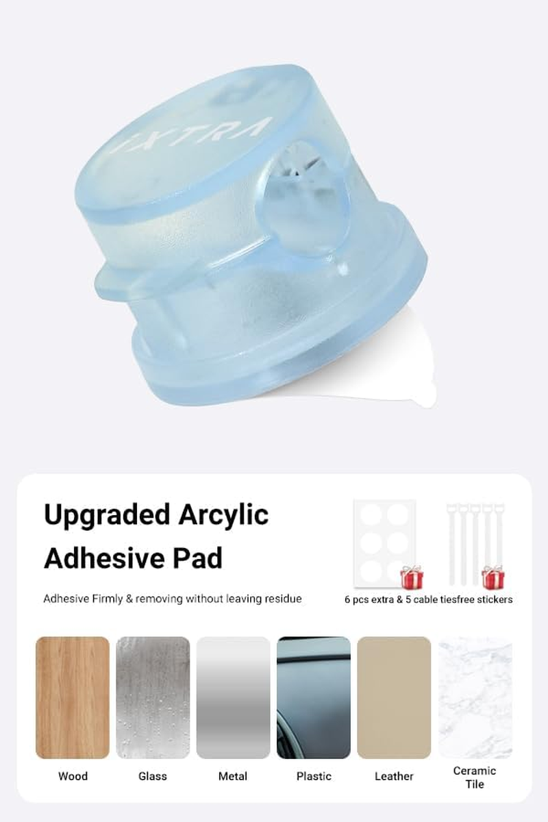 IXTRA 6 Pack Spring Cable Cips Upgrade Rotatable Cord Organizer Desk Cable Management Adhesive Phone Charging USB Wire Holder for Nightstand Office Wall Blue image number 5