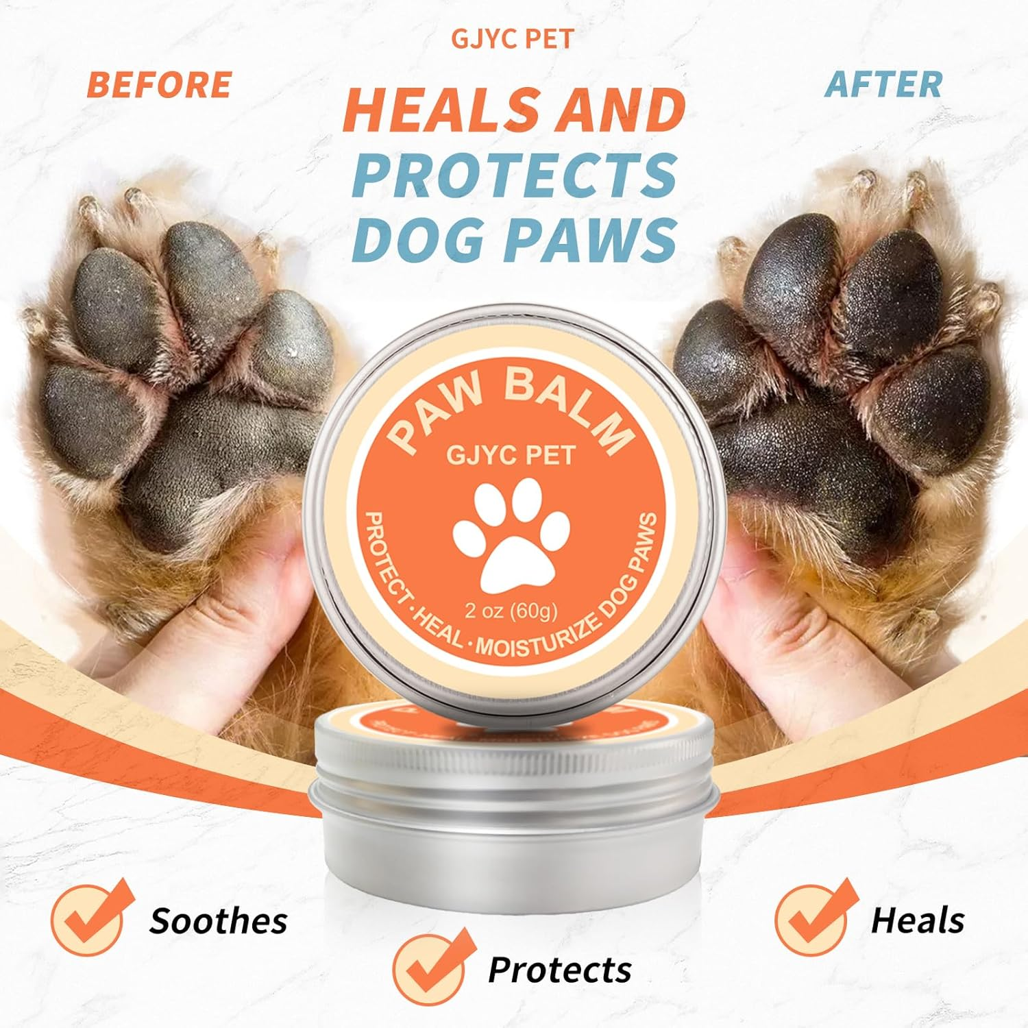 2 Oz (60G) Natural Dog Paw Balm - Organic Lickable Moisturizing Cream for Paws, Snout & Elbows | Heals Dry, Cracked Skin | Vitamin E & Food-Grade Ingredients image number 6