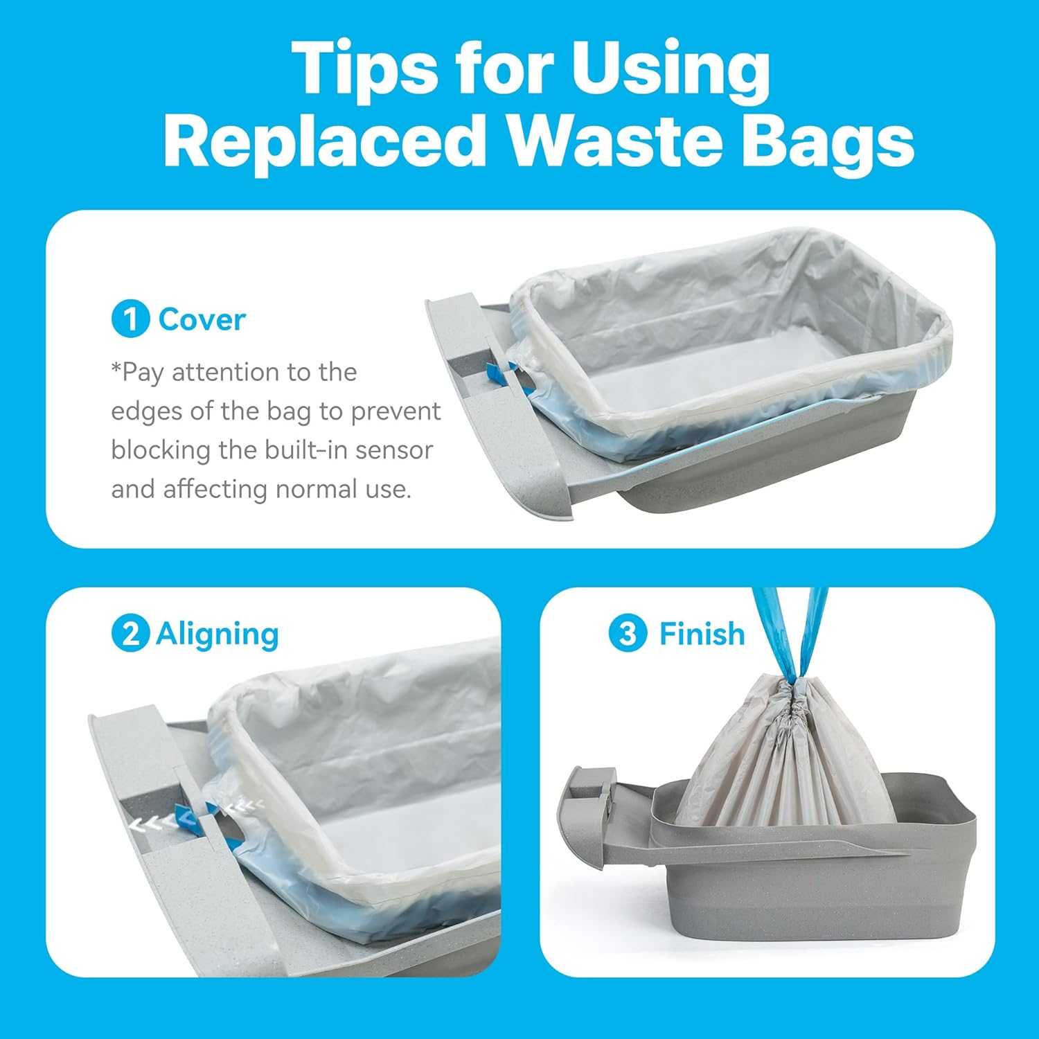 Neakasa Replaced Waste Bags-2 Rolls, Cat Litter Waste Receptacles Bags for M1 Open-Top Self-Cleaning Cat Litter Box image number 1