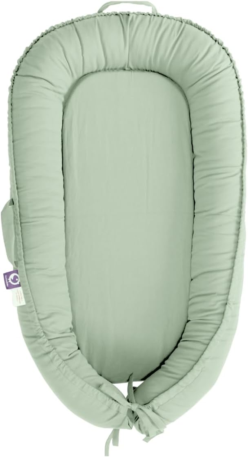 Coocoobaby Infant Lounger, Baby Nest Cover for Baby Girls & Boys, Newborn Essentials for Baby 0-12 Months, 100% Cotton Breathable, Co Sleeper Portable Travel Bed (Spring_Green) image number 1