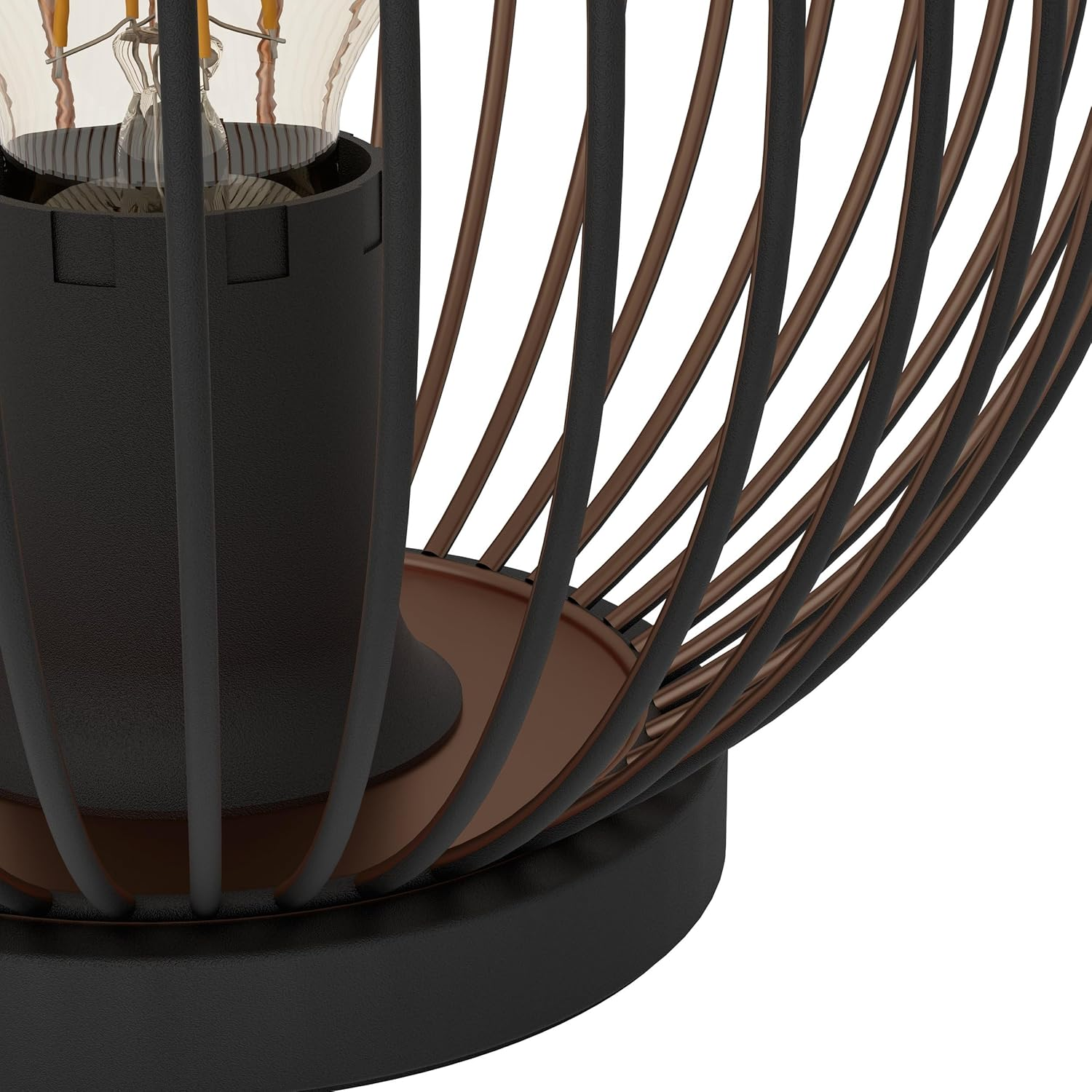 Eglo Bedside Lamp Almanzora, round Table Light Fitting, Living Room and Bedroom Lighting, Metal in Black and Copper, E27 Socket, &Oslash; 20 Cm image number 1