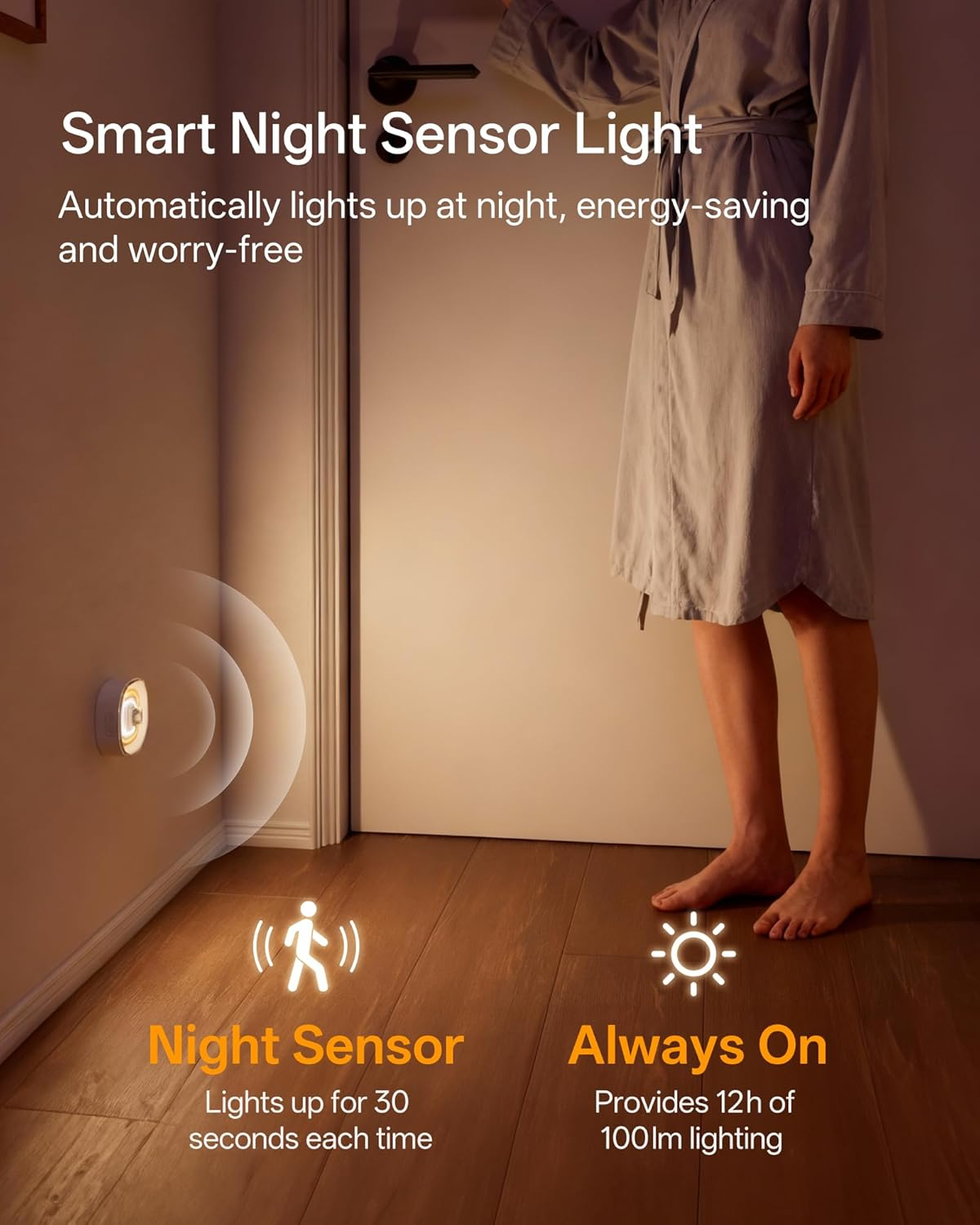 Homelist 68-LED COB Night Light with Motion Sensor, 100 Lm, Dimmable, Rechargeable, 3 Colours, Stair Light with Motion Sensor, Under-Unit Light, Kitchen LED for Stairs, Kitchen, Hallway, Bathroom image number 1