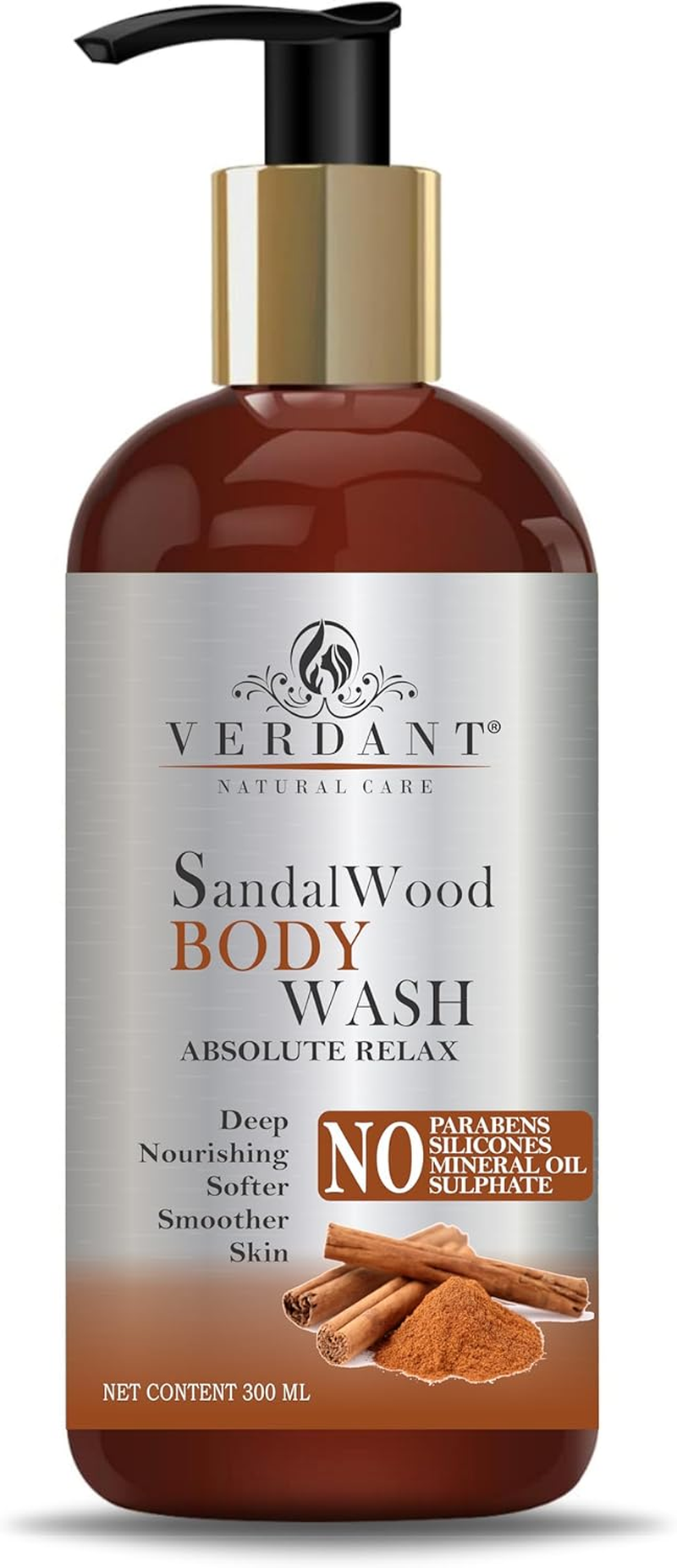 Verdant Natural Care Sandalwood Both & Shower Gel | Body Wash Shower Gel for Women & Men - Ph Balanced, Soap & Paraben Free - 300 Ml