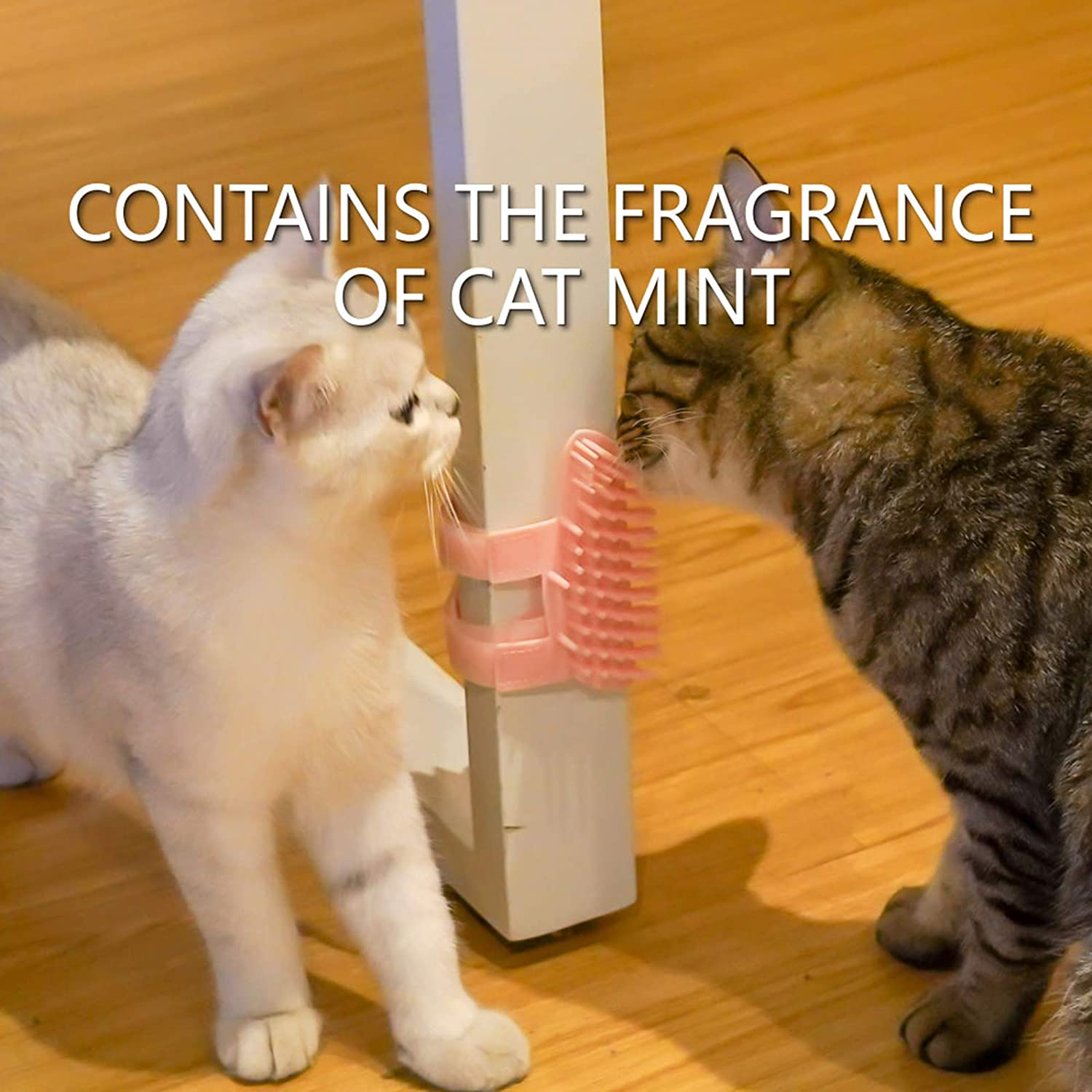 ABCOOL Cat Pet Self Grooming Comb Brush - Multi Functional Catnip Flavor Corner Massage Tool for Kitten Puppy Relaxing, Extra Soft Silicone Pins Handy Hair Shedding Trimming image number 2