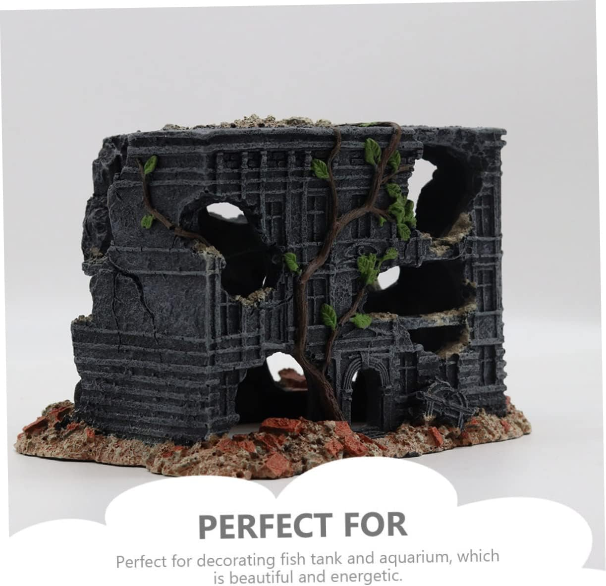 Parliky Imitated Tank Adornment Decorative Aquarium Decor Vivid Old House Ornament for Fish Tank Stable Base Hideout for Minnows for Aquatic Environments and Festivals image number 4