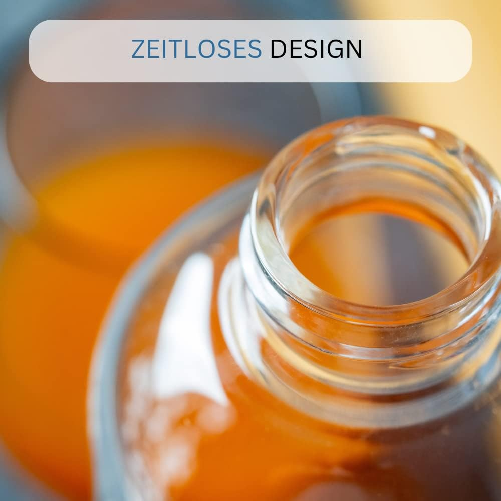 Westmark Drinking Bottle Set 2 Pieces 2 Glass Drinking Bottles with Print, Includes 1 Protective Cover, 1000 Ml, Glass, Silicone, Rubber, Bpa-Free, Viva, Red/Anthracite/Silver/Clear, 5274222E8