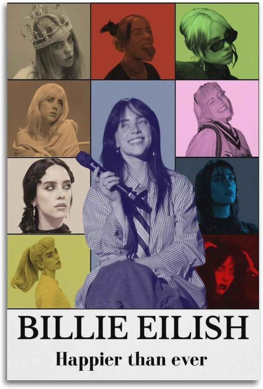Music Billie Wall Art Eilish Canvas Poster Poster Canvas Painting Wall Art Picture Home Decor Print for Bedroom Living Room Dorm Study Bar Office 08X12Inch(20X30Cm) image number 4