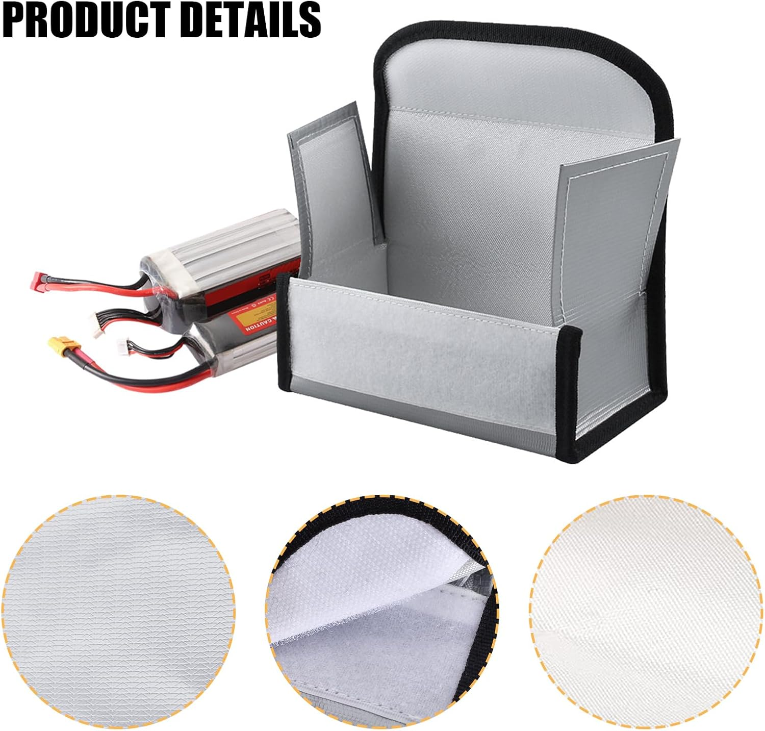 Battery Bag Storage, Lipo Battery Safe Bag, Lipo Guard Battery Bag, Lipo Battery Bag Fireproof Explosionproof Bag, High Temperature Resistance for Charging, Transporting and Storage image number 4