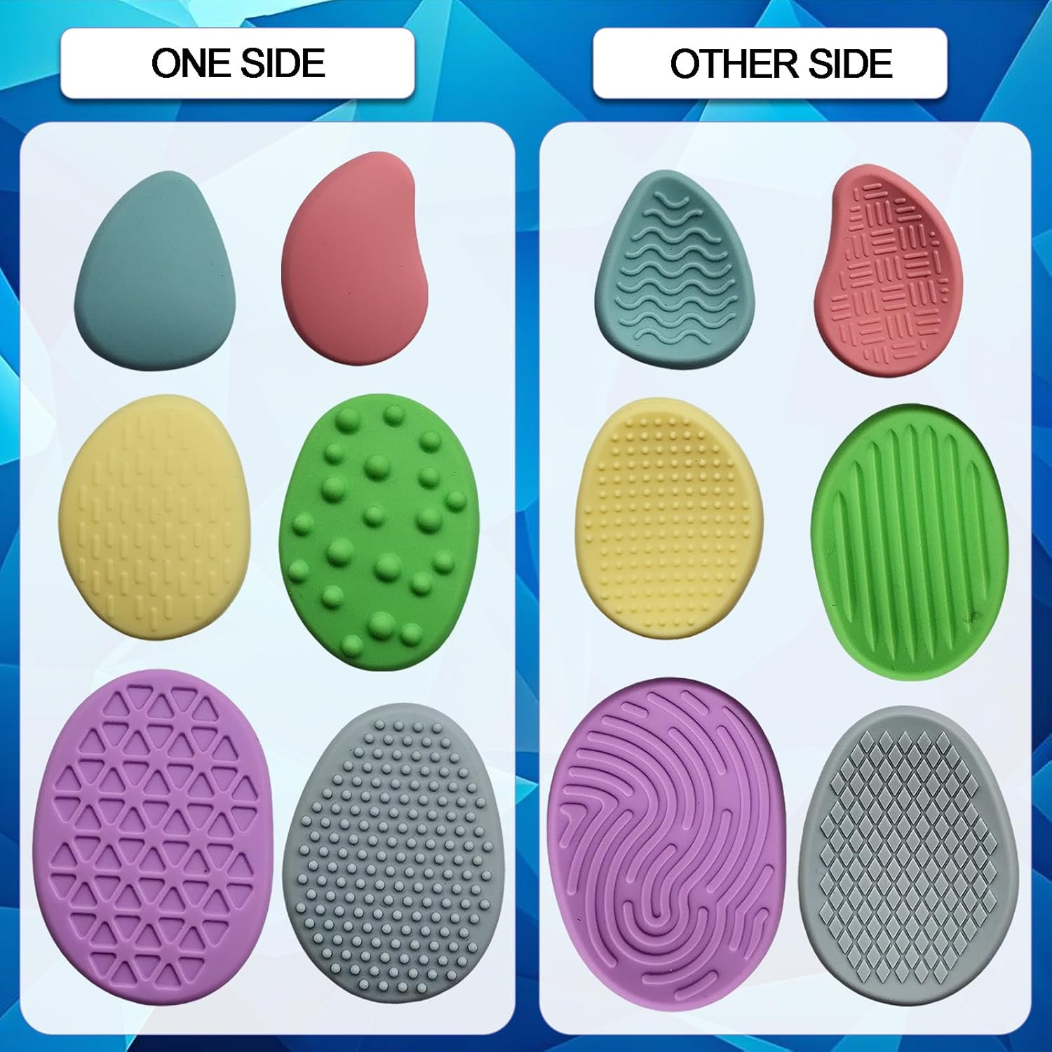 Sensory Fidget Toys Pack: Silicone Double-Sided Sensory Activity Board and Worry Stone Set for Kids & Adults Silent No Mess Calming for Anxiety ADHD & Autism (Mix-1) image number 3