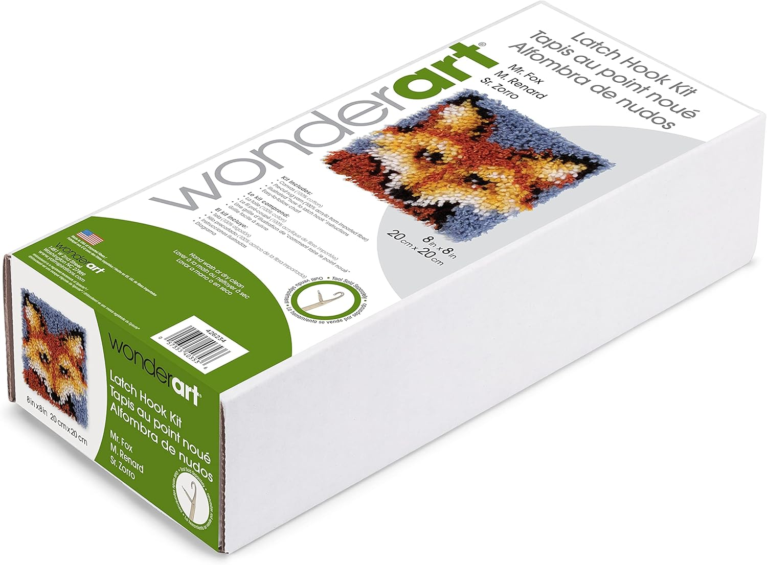 Wonderart Mr. Fox Latch Hook Kit, 8" X 8" - Mr. Fox image number 5