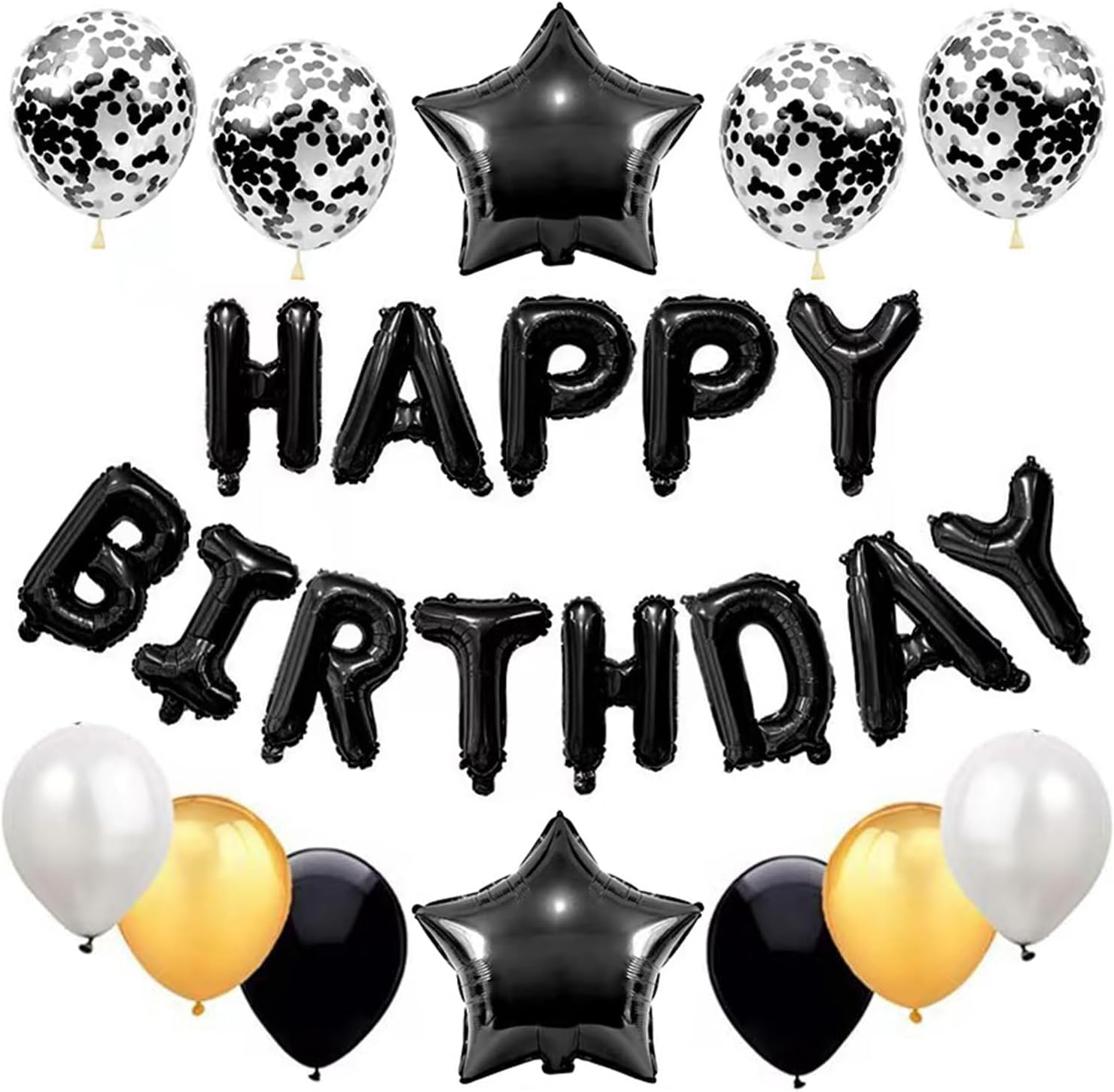 Blue Happy Birthday Balloons for Men Boy, 13PCS Letters Balloons 2 PCS Giant Star Foil Balloons 4 PCS Confetti Balloons 6 PCS Latex Balloons Birthday Party Decorations and Supplies Balloons