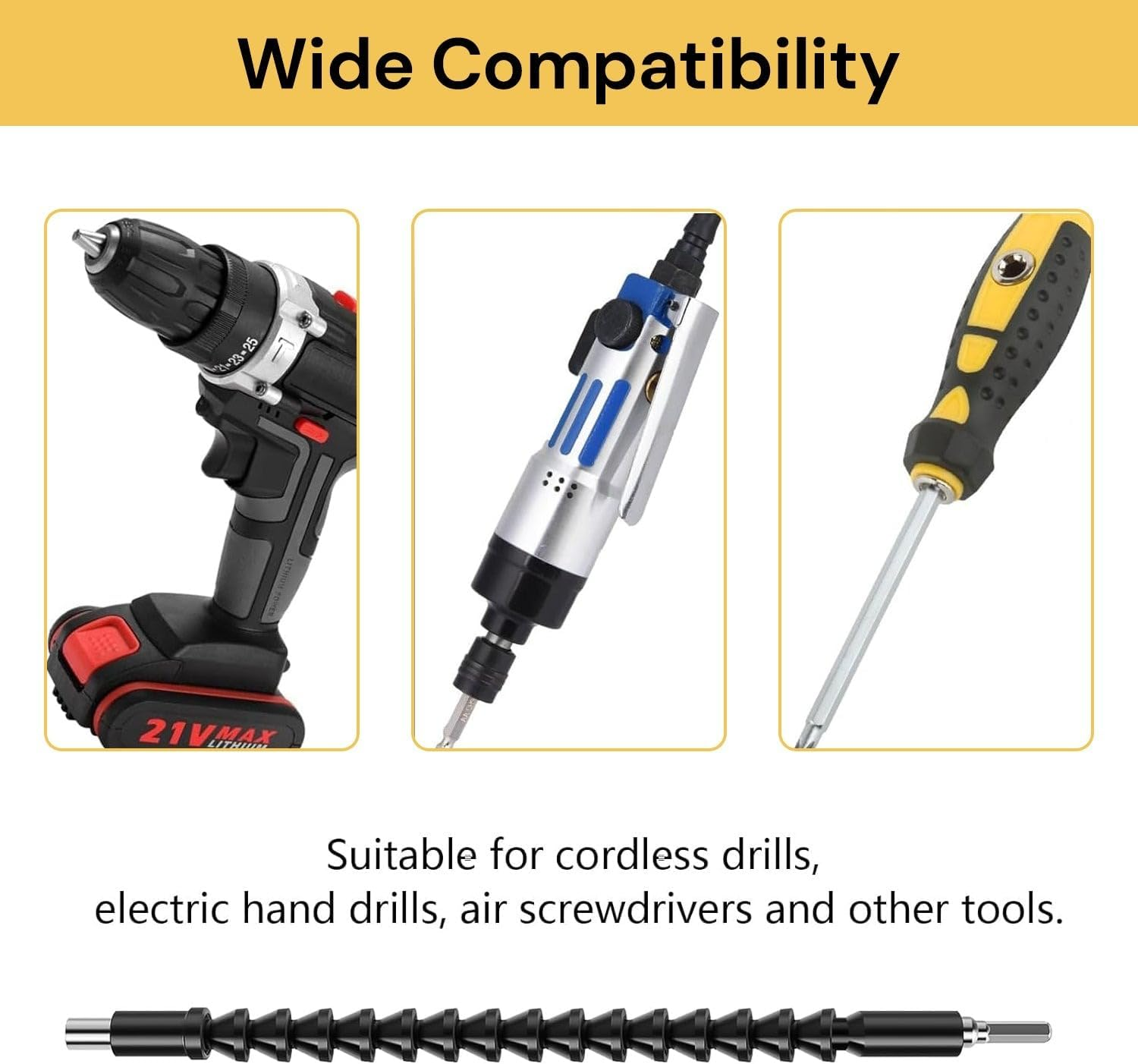 Spendeal Flexible Drill Bit Extension Hex Soft Shaft, Flexible Screwdriver Extension for Connect Drive Shaft Tip Drill Bit Kit Adaptor image number 4