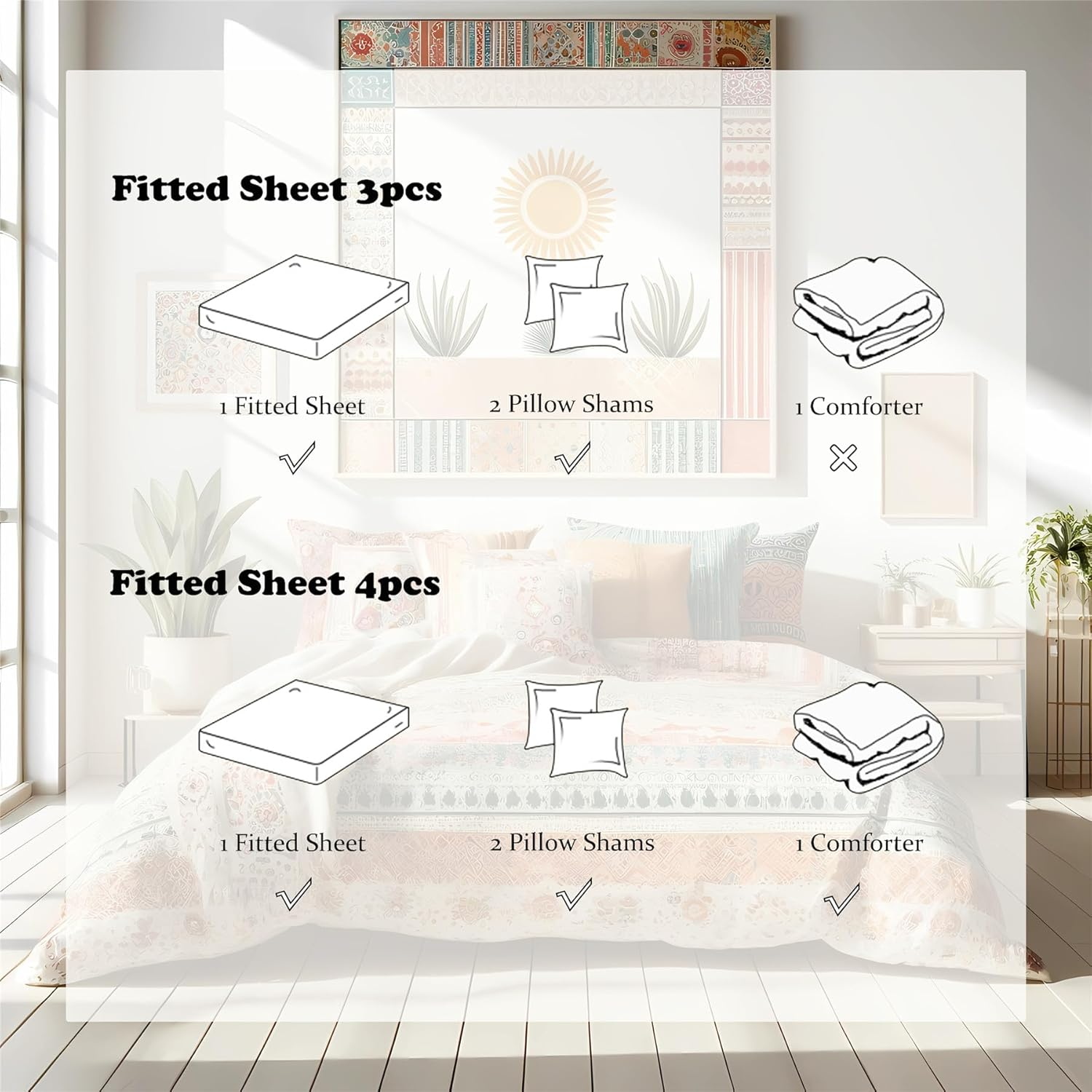 Soccer Ball Prints Fitted Sheet Set Hand Drawn Sports Series Football Fans Bedding Set | with Fitted Sheet and 2 Pillowshams(3Pcs) or Comforter(4Pcs) (Queen-3Pcs,A) image number 2