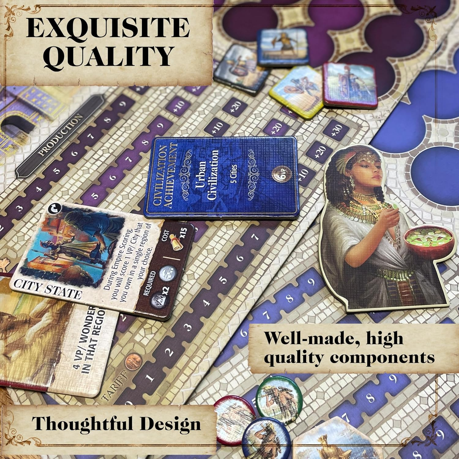 Mosaic: a Story of Civilization - Strategy Board Game for Adults and Family | Fast, Fun, Action-Selection and Area Control Game | 2-6 Players | Ages 14 and up | 120 Minutes | by Forbidden Games image number 1