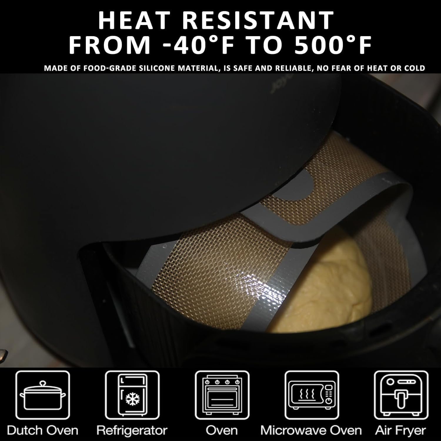 Silicone Bread Sling Oval and round for Dutch Oven, KITMAL Non Stick Reusable Silicone Baking Mat with Long Handles Sourdough Bread Baking Supplies and Making Tools, Gray image number 4