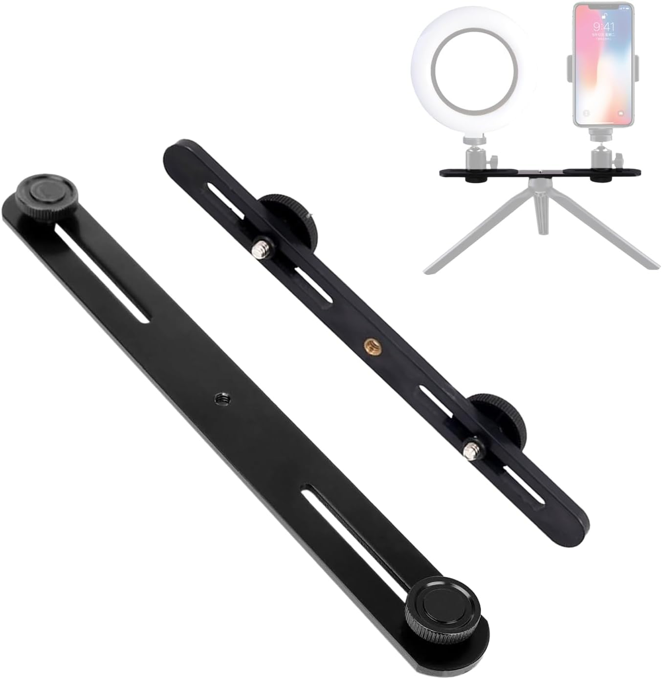 TORMEN Dual Flash Bracket Camera Mount Adjustable Extension Bar for DSLR Camera LED Light (2 Pcs Wide and Narrow)