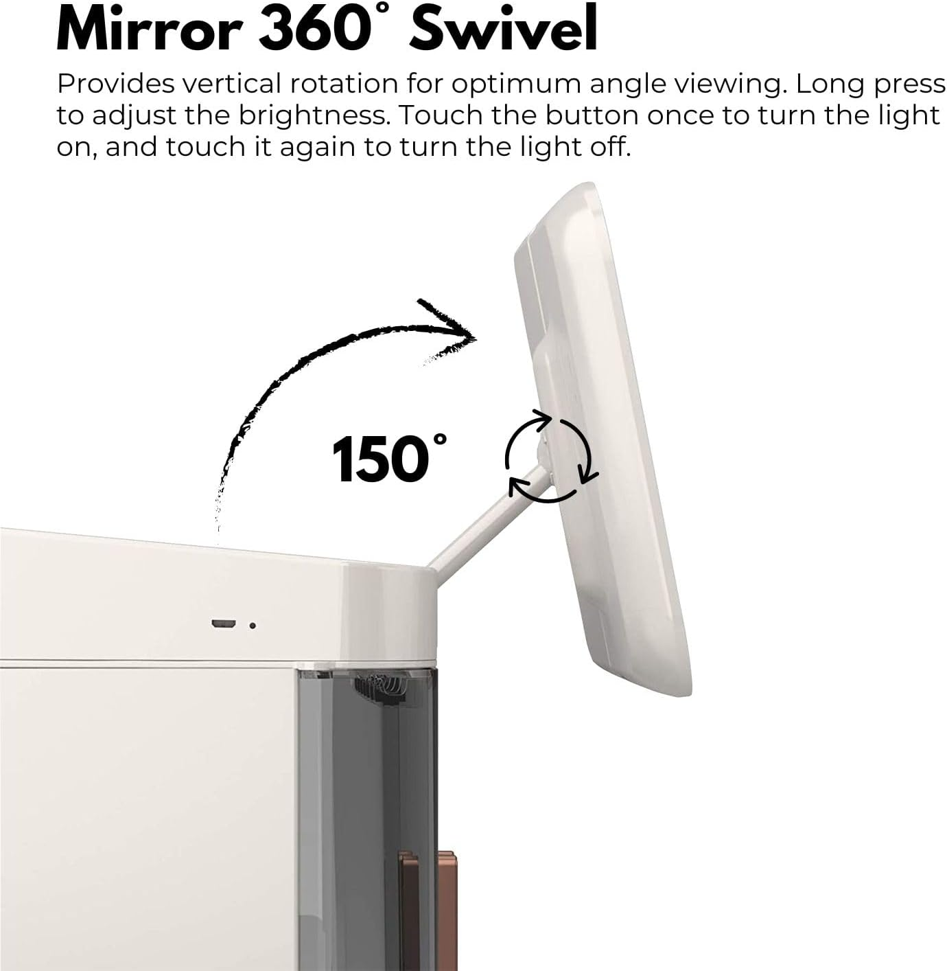 GOMINIMO Large Capacity LED Makeup Organizer with 360&deg; Mirror, Vanity Dresser USB Charging, Skincare, and Jewelry Organizers, Display Cases, Storage, White image number 1