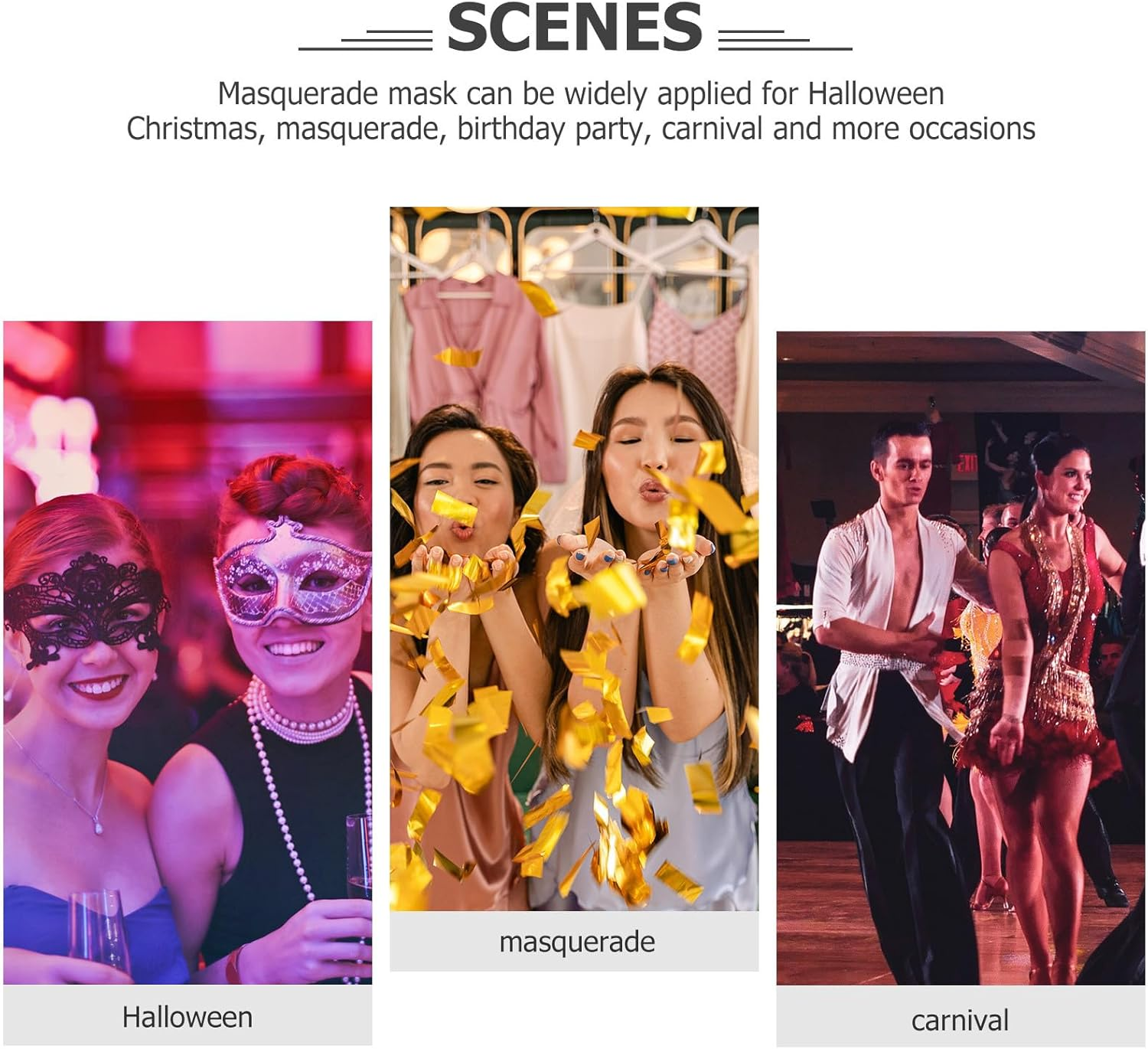 PACKOVE Masquerade with Stick Black Masquerade Masquerade Masquerade Ball Costume Masks image number 3