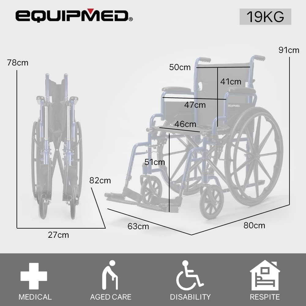 Folding Wheelchair with 24" Wheels and Blue Frame image number 1