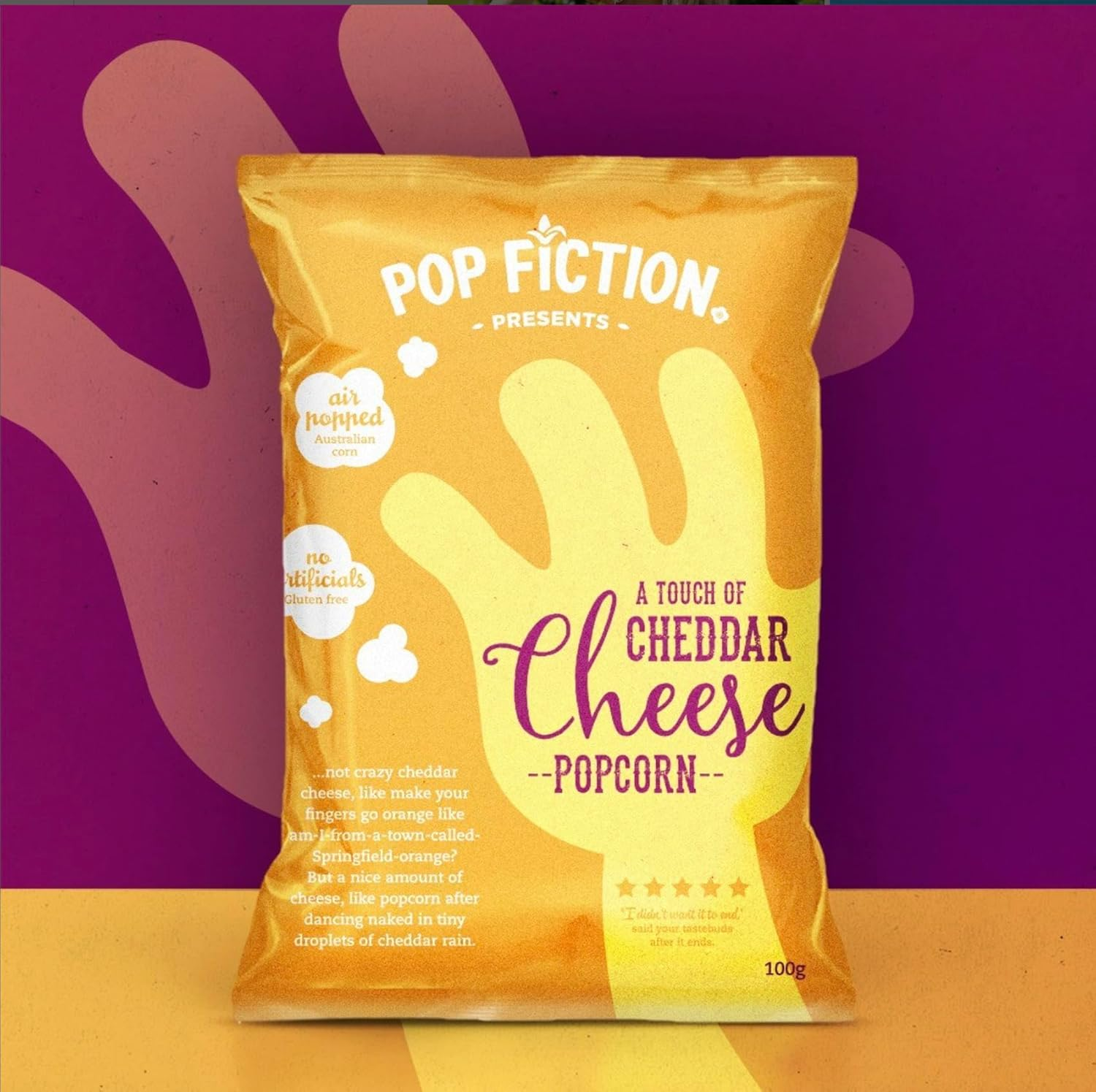 J.C.'S Quality Foods Pop Fiction a Touch of Cheddar Cheese Popcorn, 100 G