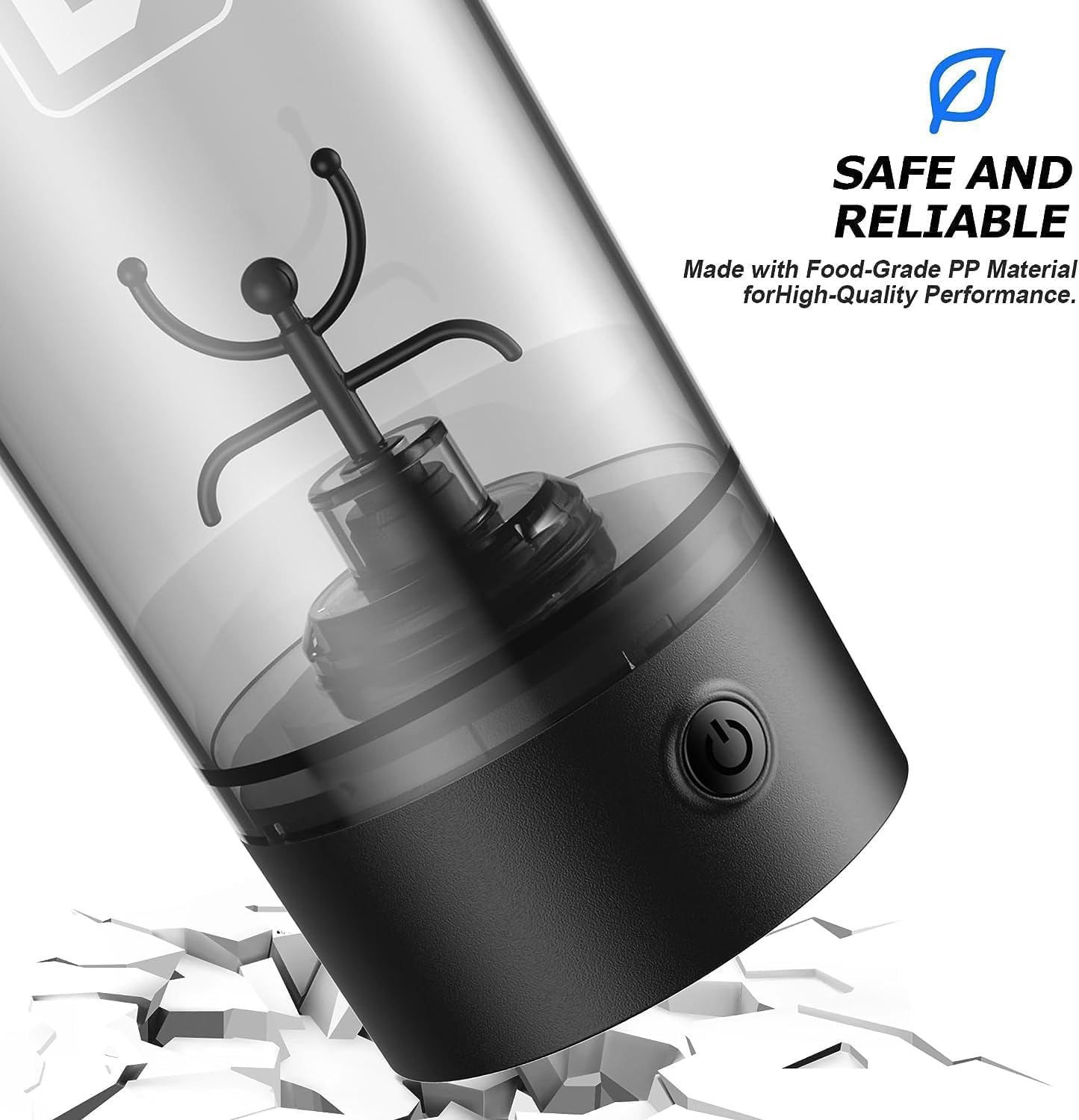 Premium Electric Protein Shaker Bottle, 600Ml/20Oz Blender for Mixing Protein, Gym Portable Cup, USB-C Rechargeable Shaker Bottles for Coffee Milk Supplement Powder, Made with Tritan, BPA Free image number 4