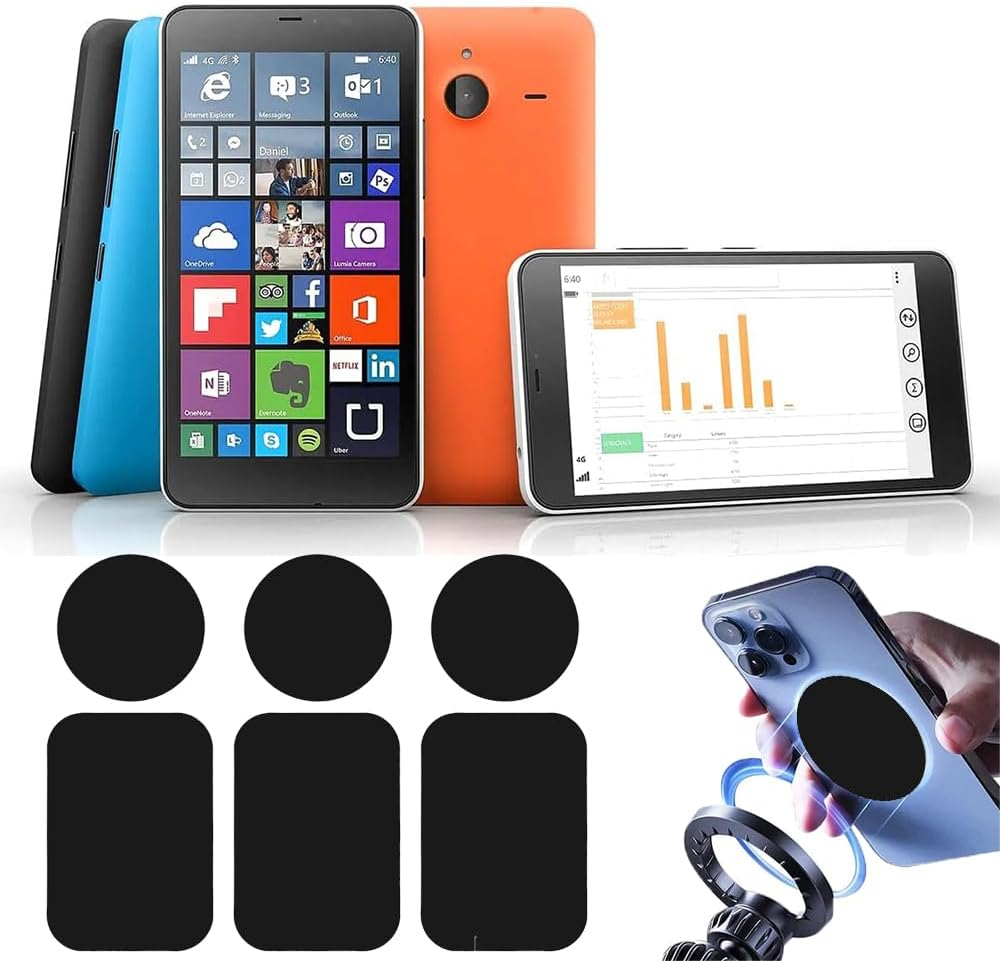 6-Pack Metal Plate for Magnetic Phone Mount - 3 Rectangle & 3 round Adhesive Plates, Compatible with Magnetic Car Holders & Cradles, Durable Black Steel Backing image number 5