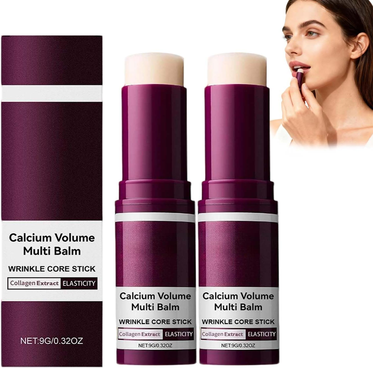 Neck Calcium Volume Multi Balm, anti Aging Firming Skincare Stick, Wrinkle & Firming Eye Cream, Balm with Multi Collagen, Calcium Collagen Wand, Moisturing Stick for Eyes, Lips Skin Care (8PCS)
