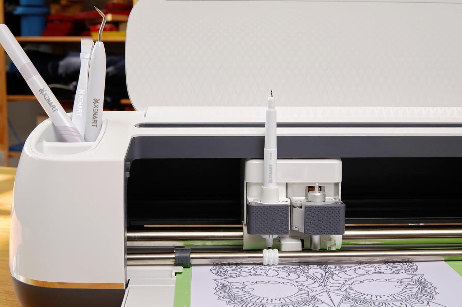 XINART Dual Tip Pens for Cricut Maker 3/Maker/Explore 3/Air 2/Air, Black Pens Set of 7 Pack Dual Tip Marker Fine Point Pen Writing Drawing Accessories for Cricut Machine (0.4 Tip & 1.0 Tip) image number 3