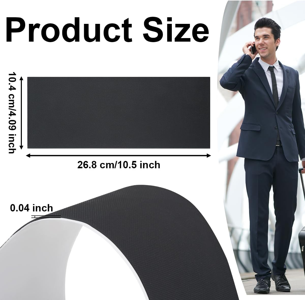 4Psc Shoe Sole Protectors, FHDUSRYO 10.5"X4.09" Shoe Grips on Bottom of Shoes, Self Adhesive Shoe Bottom Grip Pads, Non-Slip Shoe Sole Pad Shoe Bottom Protector for Man Women Shoe, Heels Boots image number 5