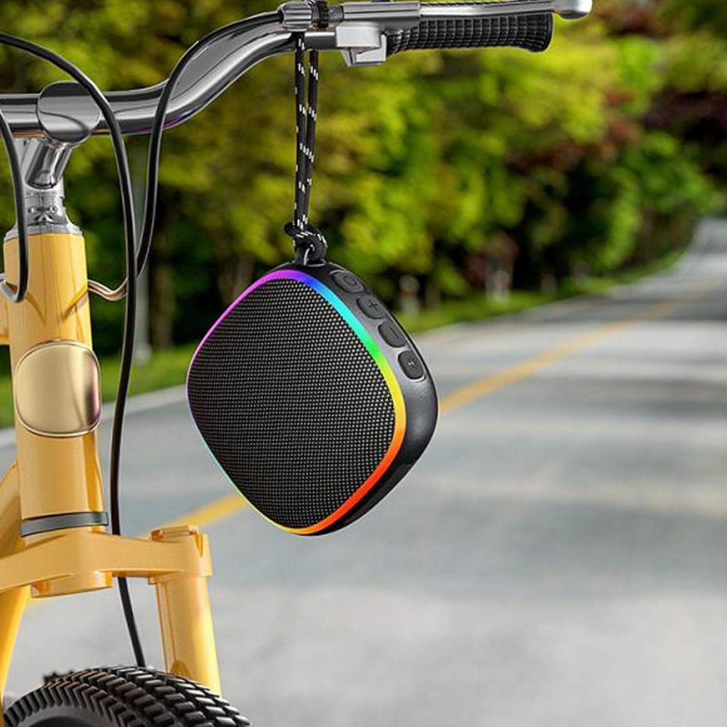 Portable Golf Speaker with RGB Light, IPX5 Waterproof Outdoor Speaker for Golf Cart - Loud Clear Sound USB Charging Black