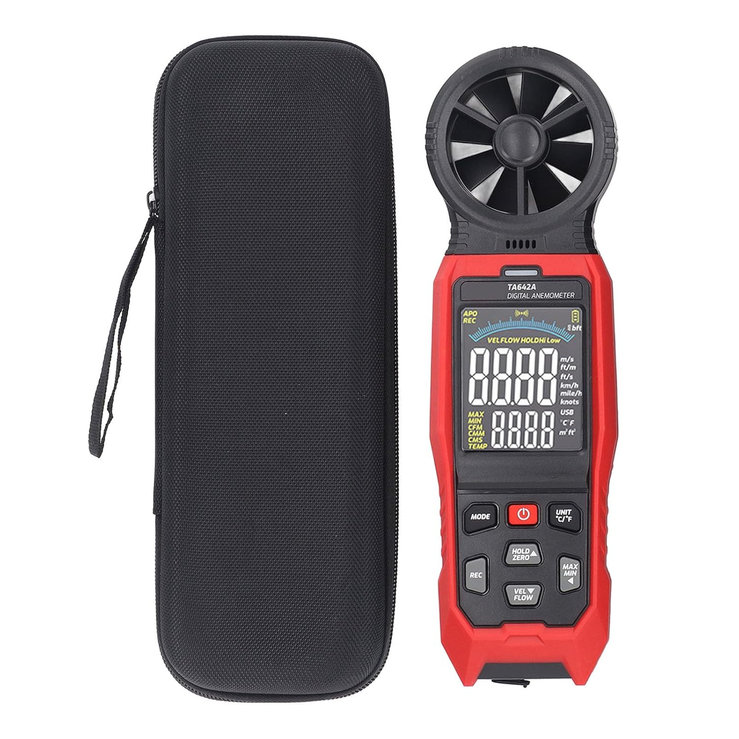 8 Vane/Wing Handheld Anemometer for Wind Speed Temperature Airflow Measurement, Wind Speed Temperature Airflow Measurement with Easy Switching between Units for Data Tracking image number 6