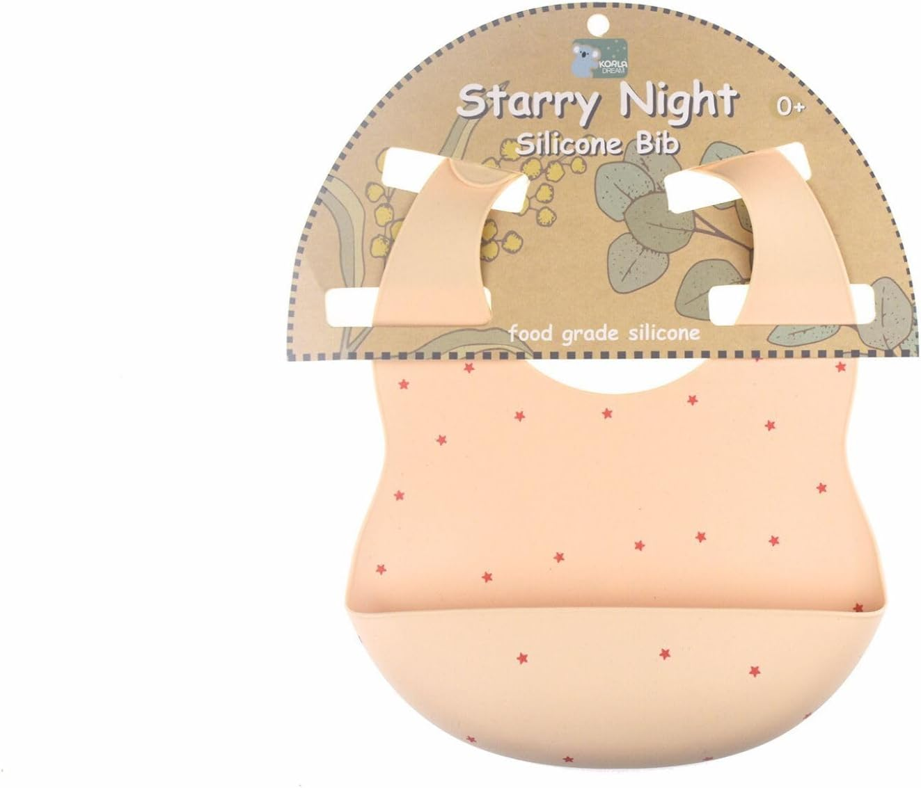 Koala Dream Starry Night Silicone Bib - Pink | Bpa-Free, Adjustable, Easy to Clean, Waterproof