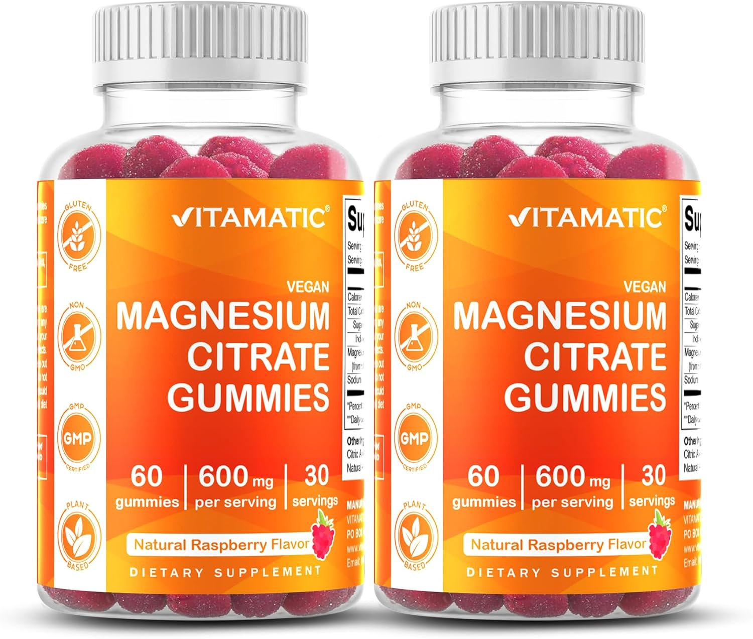 2 Pack - Vitamatic Magnesium Gummies 600Mg per Serving - 60 Vegan Gummies - Promotes Healthy Relaxation, Muscle, Bone, & Energy Support (120 Count) image number 5