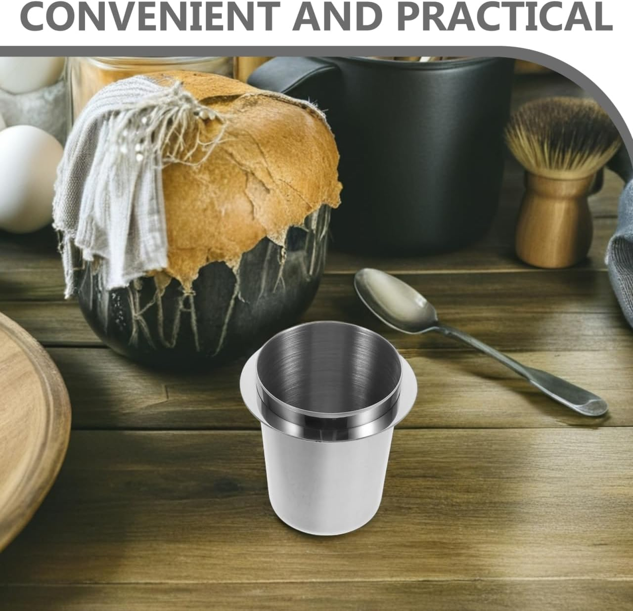 Cabilock Stainless Steel Coffee Dosing Cup, 53Mm Espresso Machine Powder Feeder, Universal Coffee Machine Handle Accessory for Home and Cafe, Simplifies Preparation - Silver image number 5