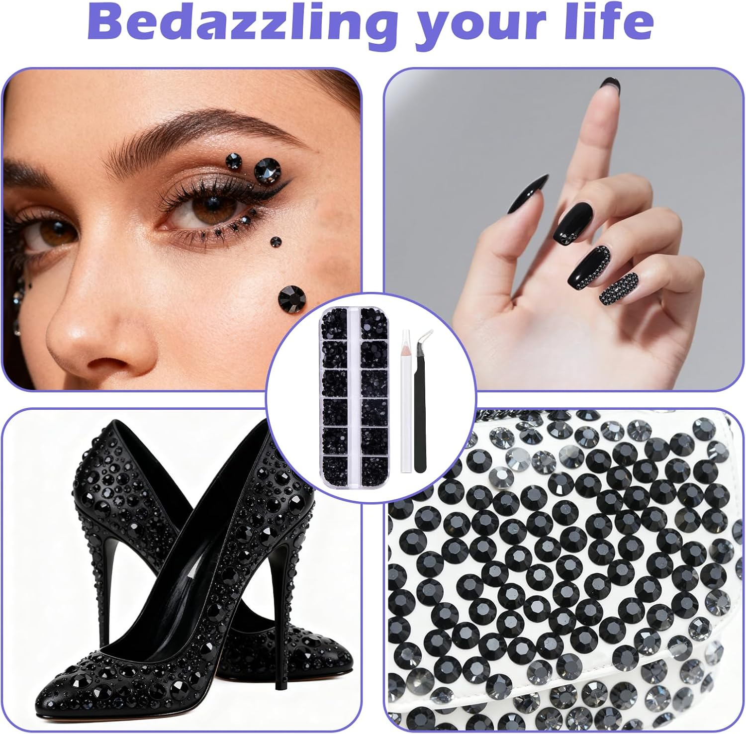 Rhinestones, Nail Gems - 5320 Pieces Flat Back Gems round Crystal 6 Sizes (1.5-6 Mm) with Pick up Tweezer and Rhinestones Picking Pen for Crafts Nail Face DIY image number 1