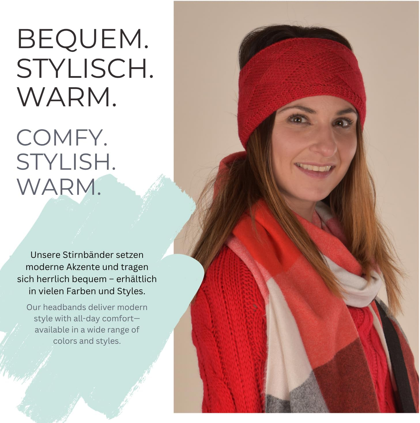 Stylebreaker 04026062 Women'S Knitted Headband Plain with Diamond Pattern, Thermal Fleece Lining, Winter Headband Plain Cream/White